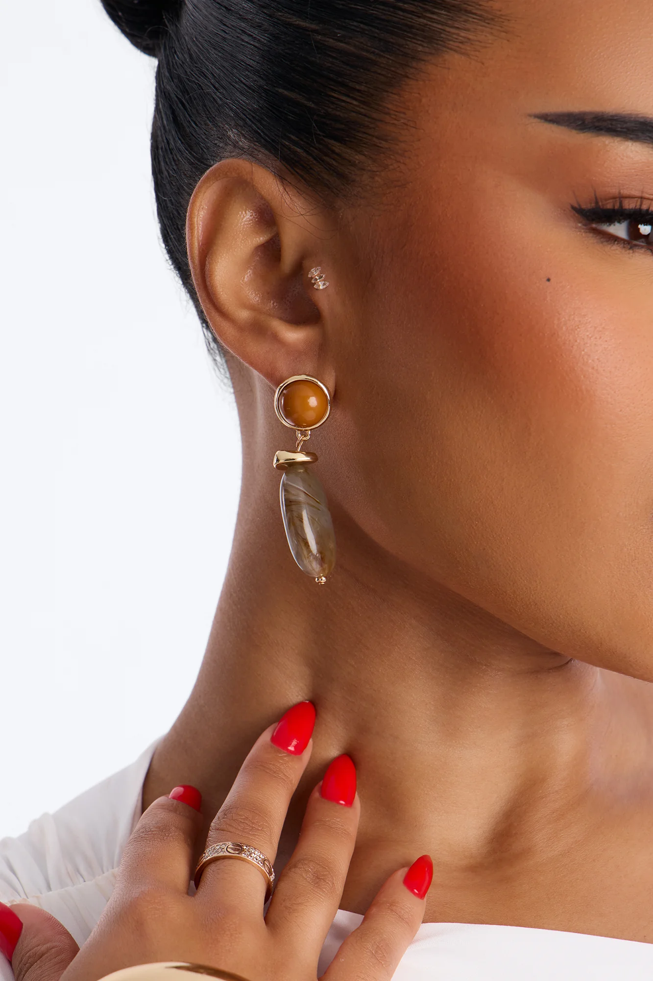 Opal Ray Drop Earrings - Grey/combo
