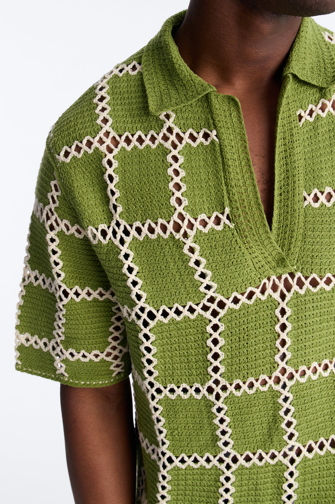 Open Field Crochet Johnny Polo - Olive - Image 3
