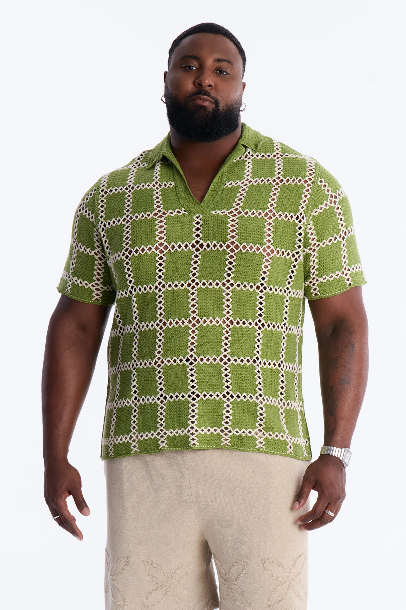 Open Field Crochet Johnny Polo - Olive - Image 5
