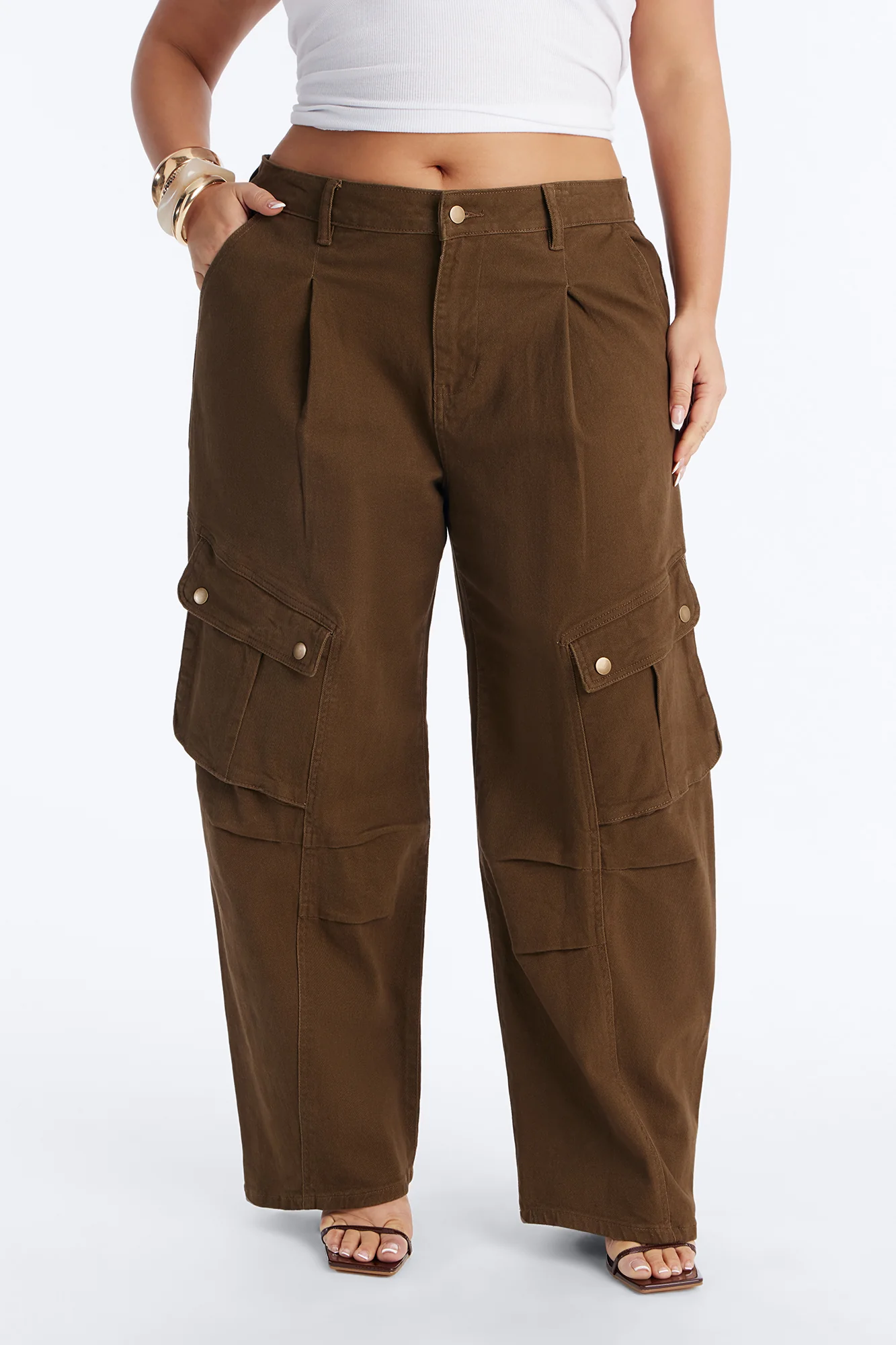Open Ranks Stretch Cargo Jeans - Olive - Image 6