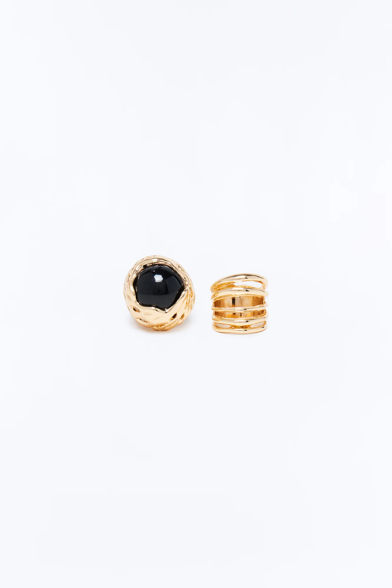 Ophelia 2 Piece Ring Set - Gold/Black - Image 2