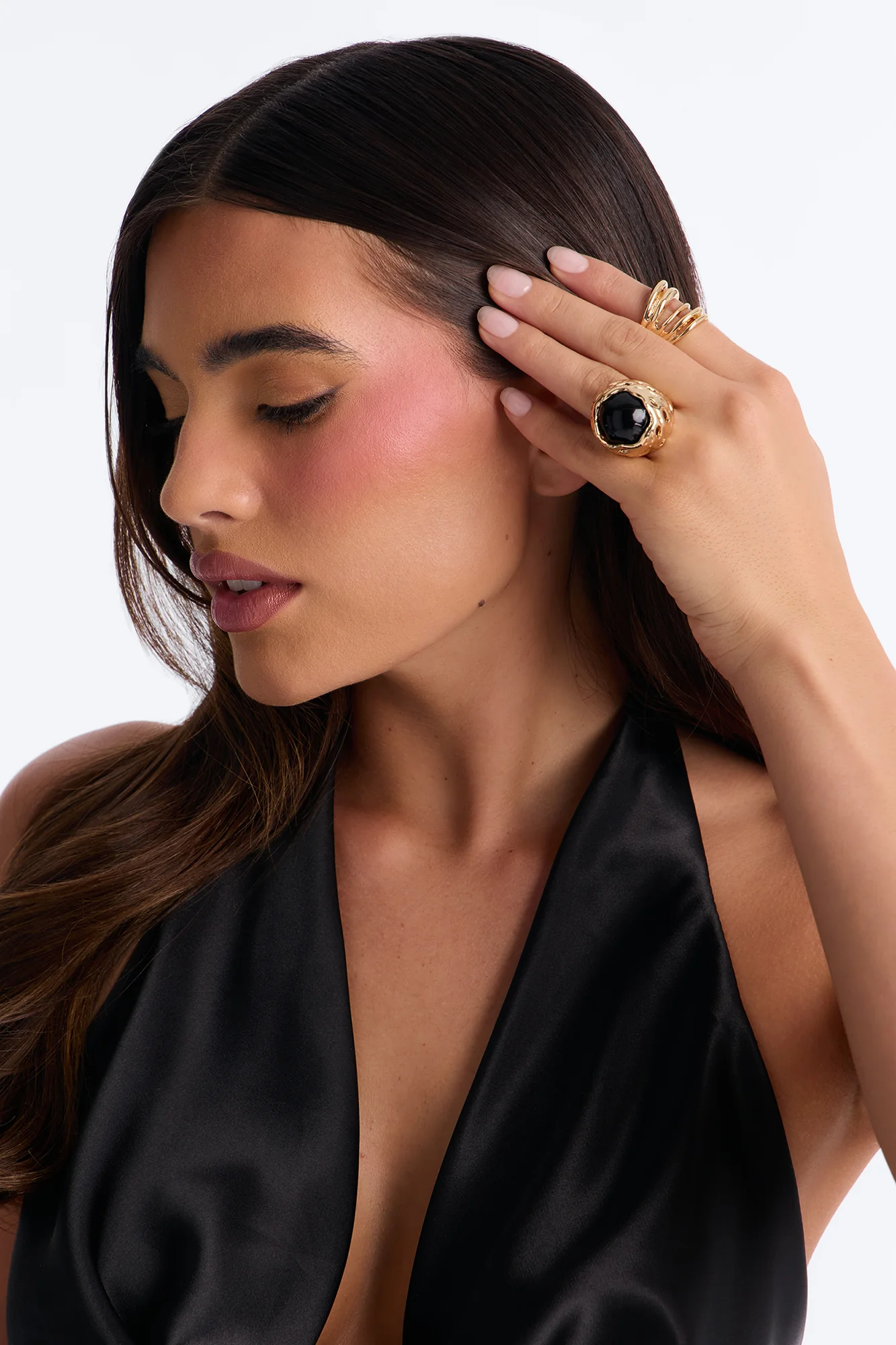 Ophelia 2 Piece Ring Set - Gold/Black - Image 3