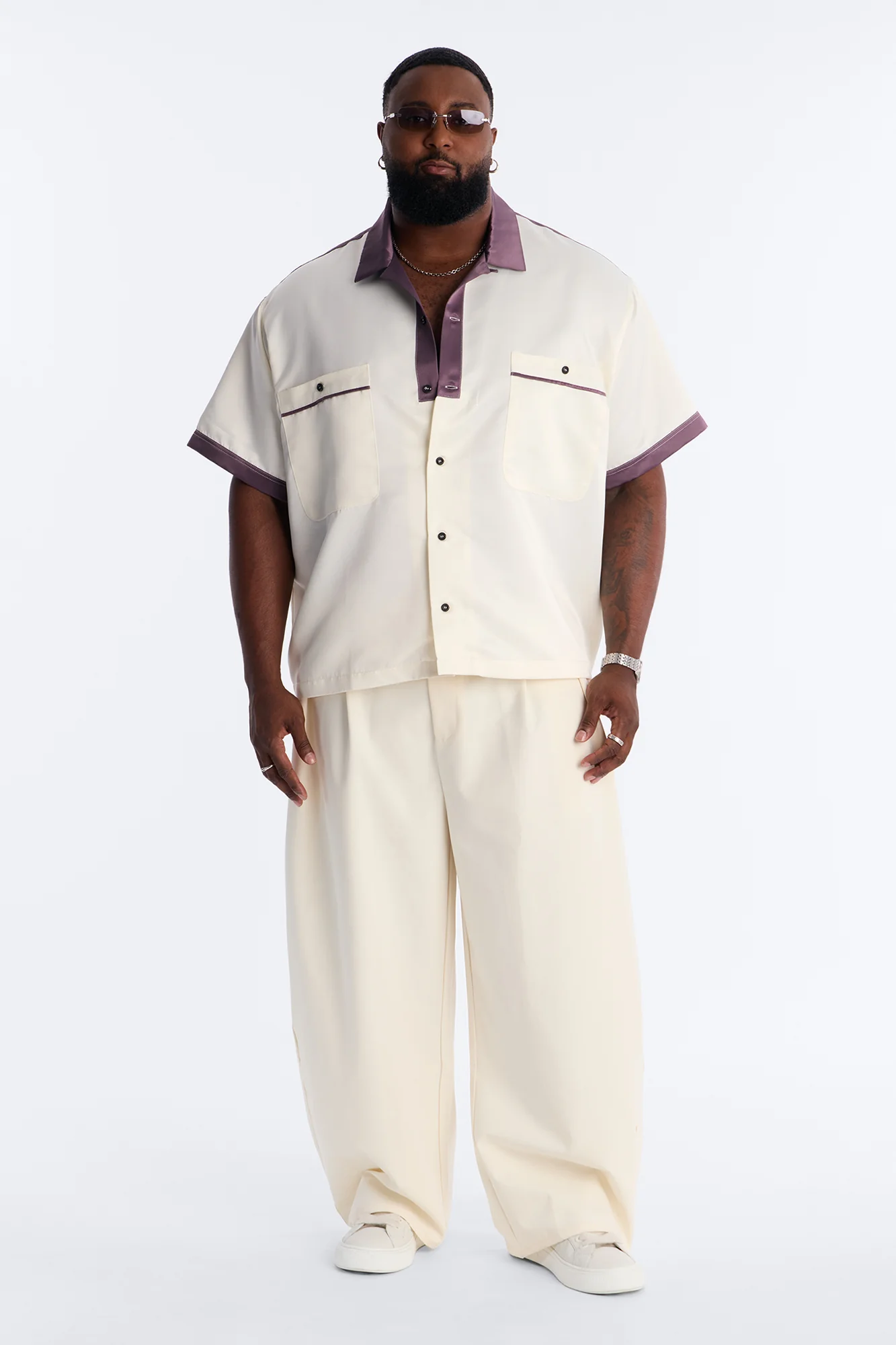 Opulent Satin Button Up Shirt - White/combo - Image 6