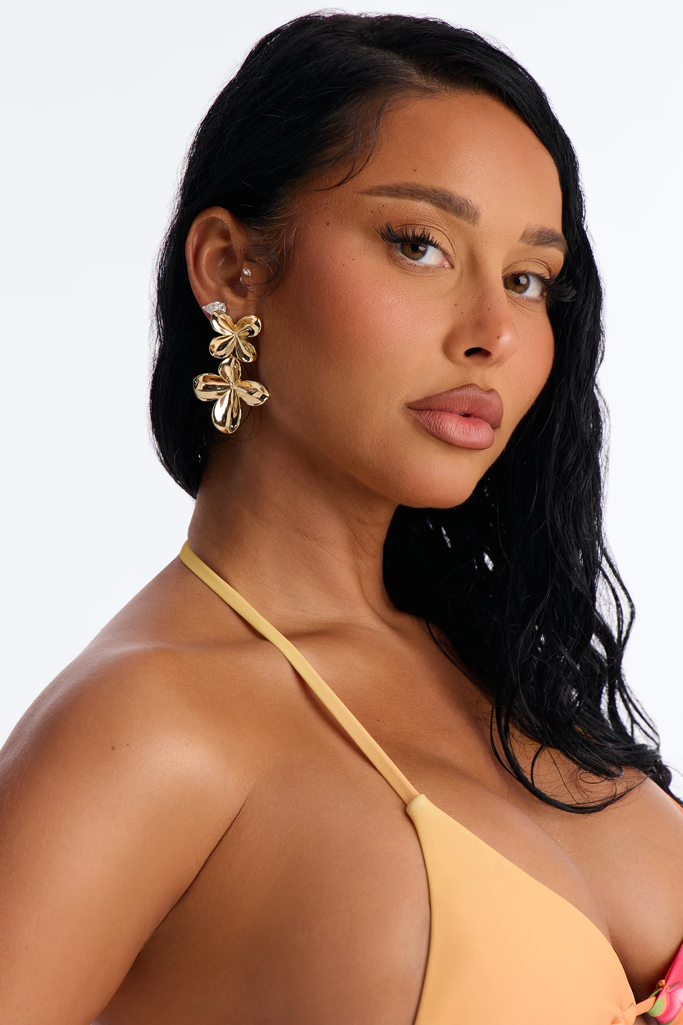 Orchid Drop Earrings - Gold