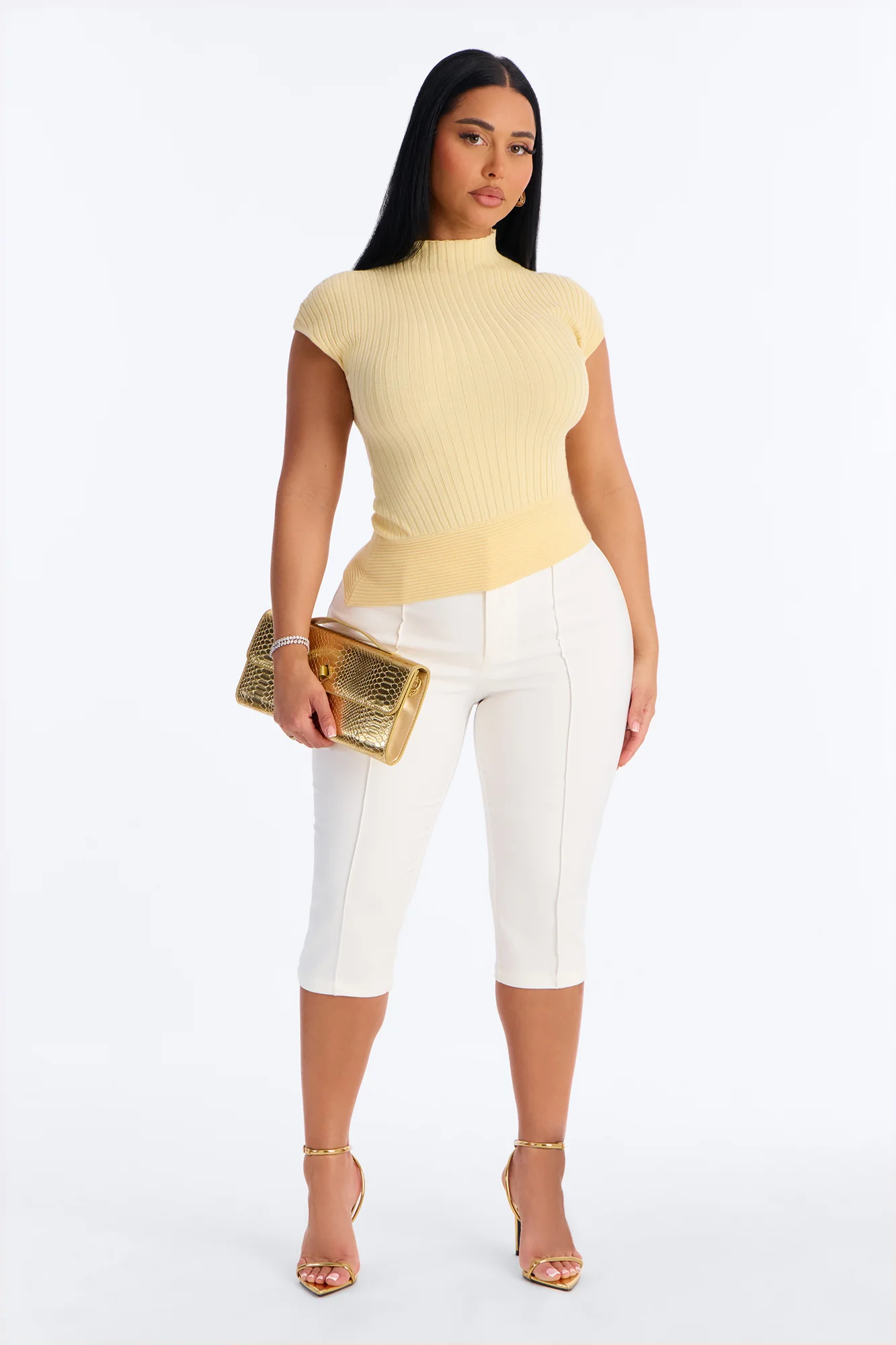 Ordinary Life Mock Neck Sweater Top - Yellow - Image 2