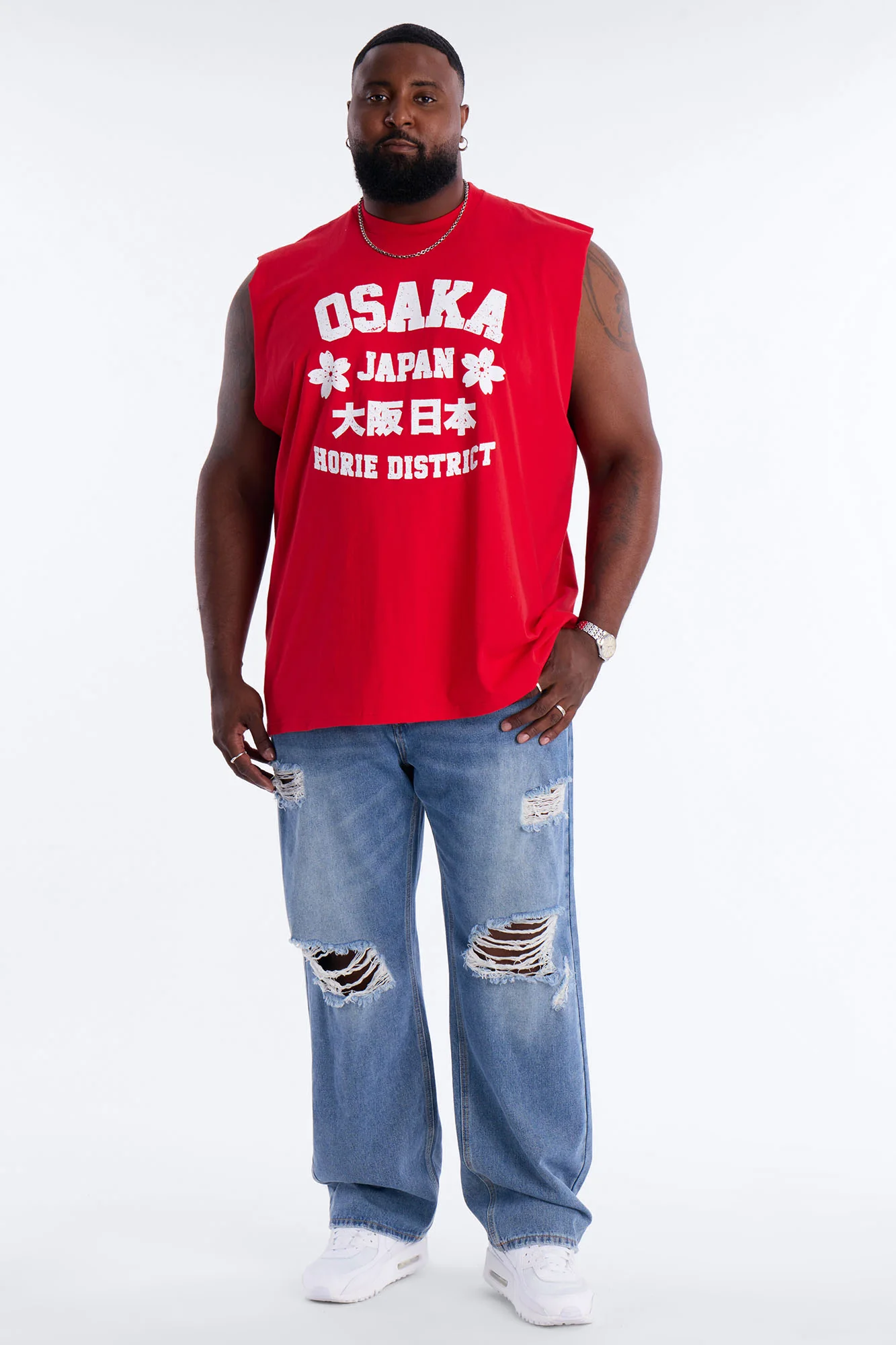 Osaka Japan Muscle Tee - Red - Image 6