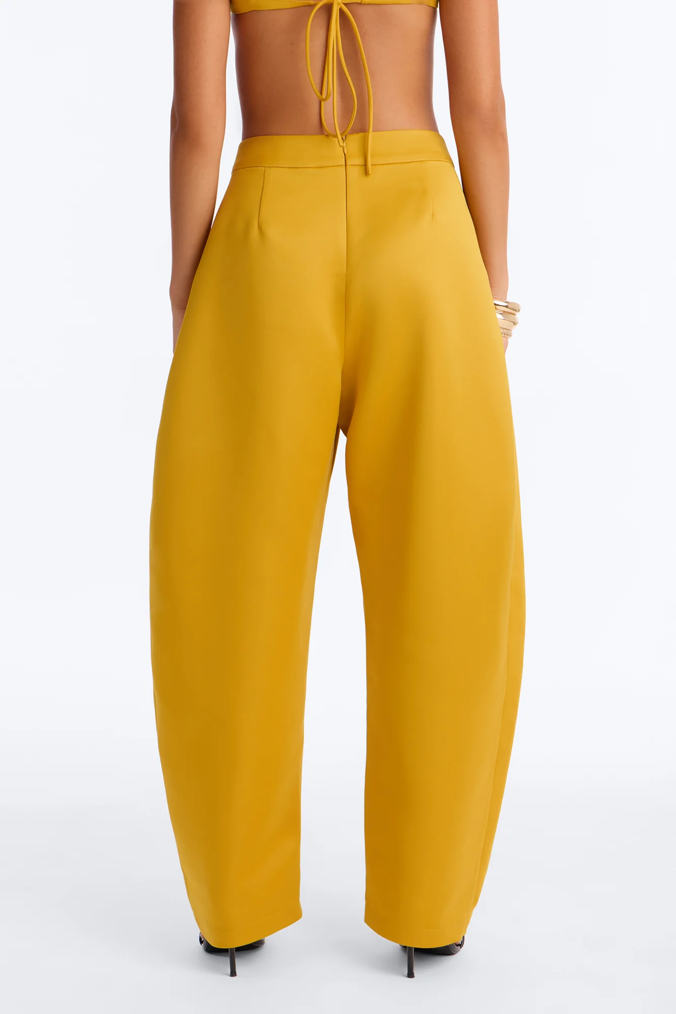 Ottilie High Rise Pleated Barrel Leg Pant - Yellow - Image 4