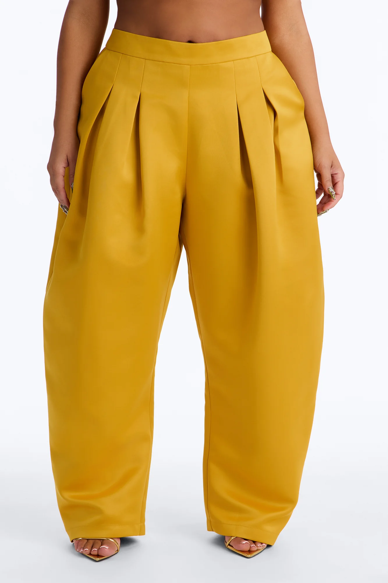 Ottilie High Rise Pleated Barrel Leg Pant - Yellow - Image 6