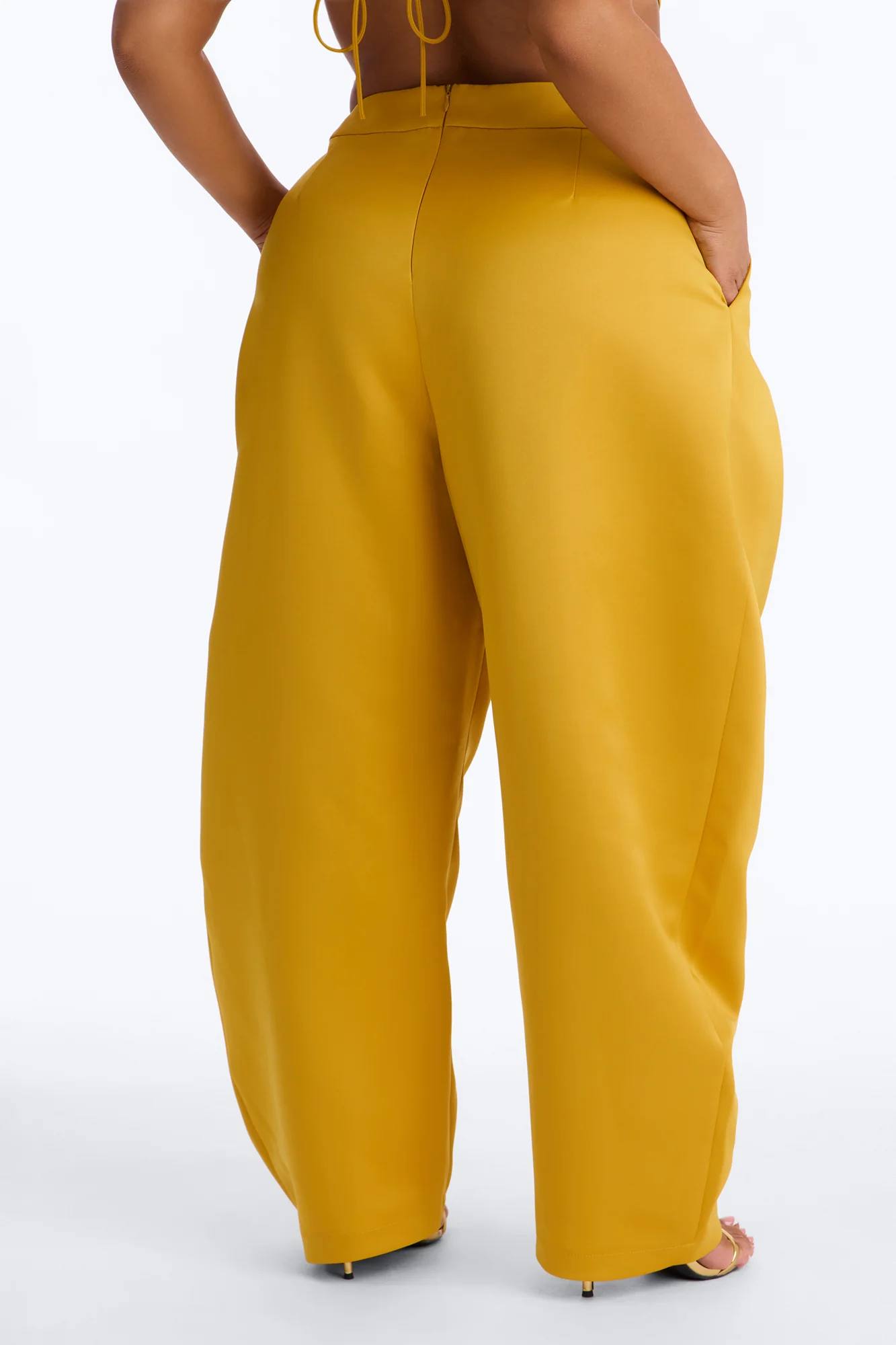 Ottilie High Rise Pleated Barrel Leg Pant - Yellow - Image 7
