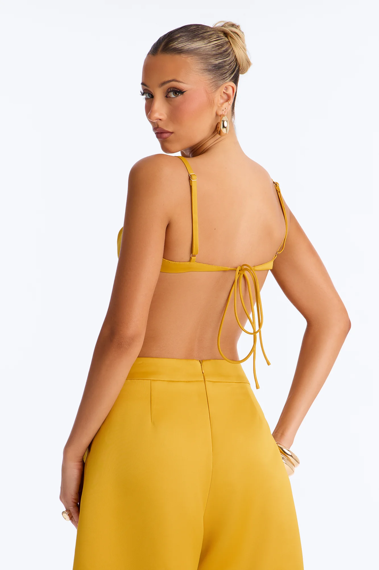 Ottilie Square Neck Tie Back Bralette Top - Yellow - Image 5