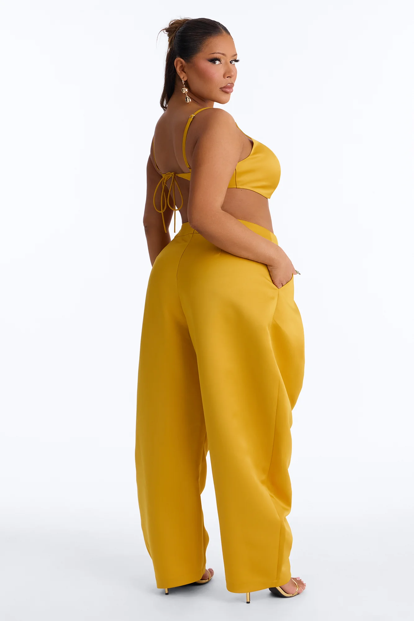 Ottilie Square Neck Tie Back Bralette Top - Yellow - Image 8