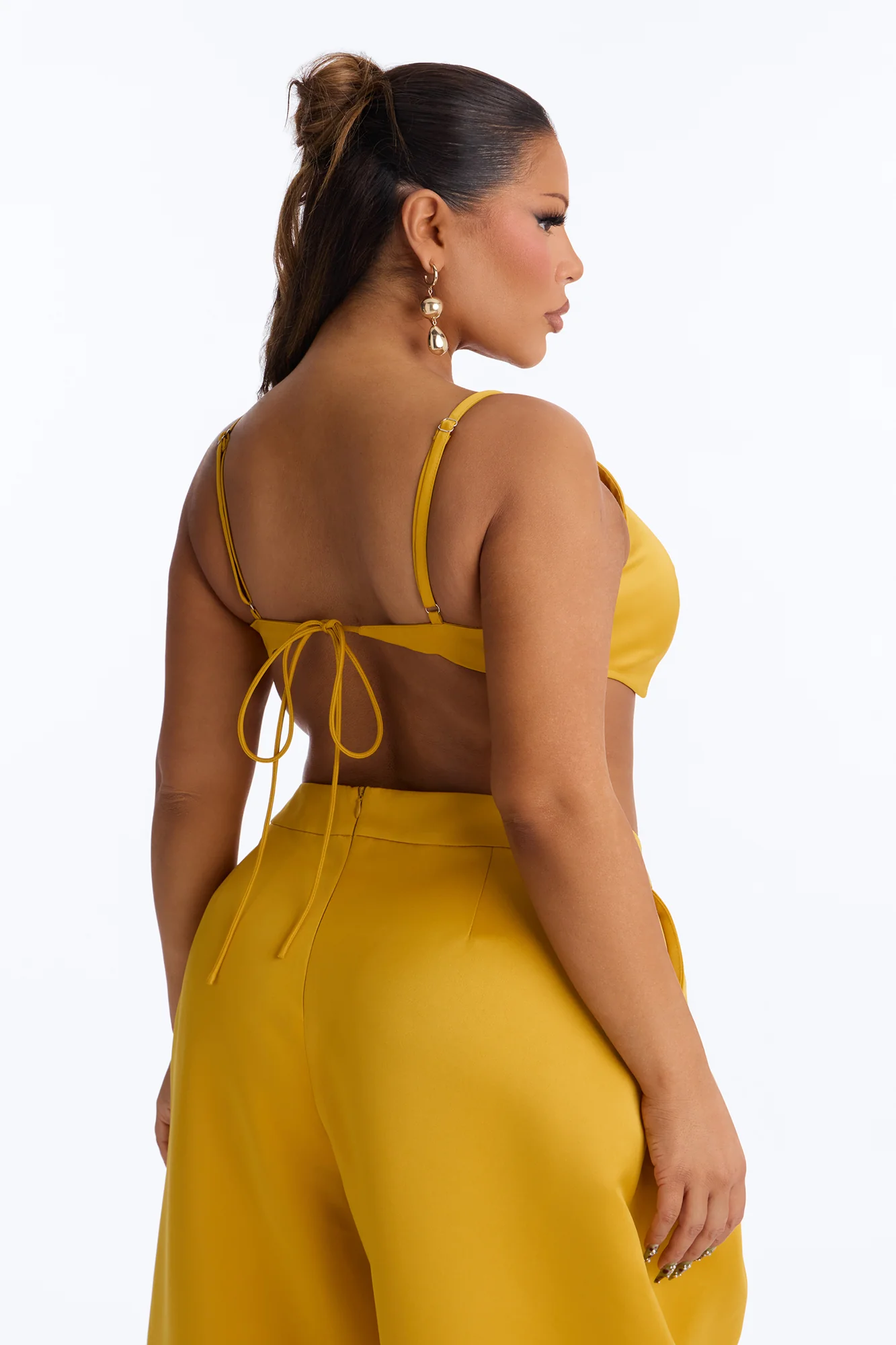 Ottilie Square Neck Tie Back Bralette Top - Yellow - Image 9
