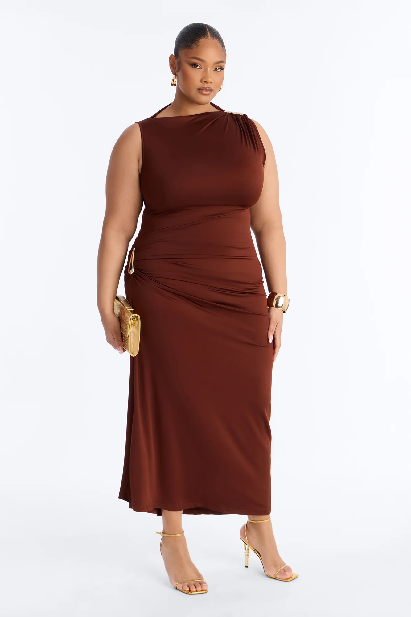 Out For The Night Hardware Maxi Dress - Chocolate - Image 5