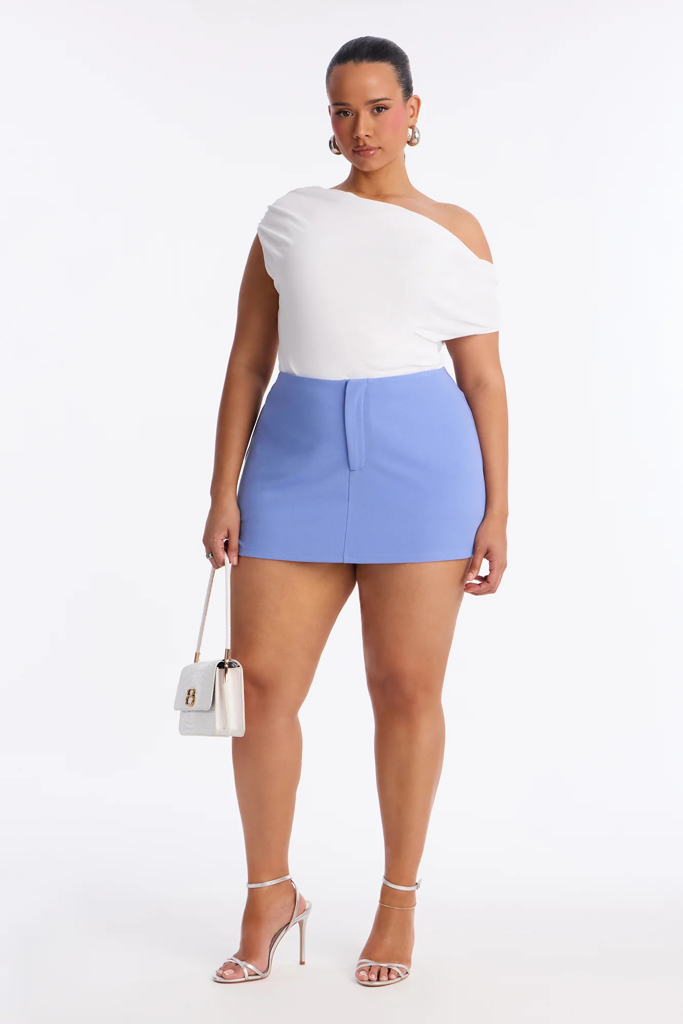 Out Of Office Crepe Micro Mini Skort - Periwinkle - Image 5