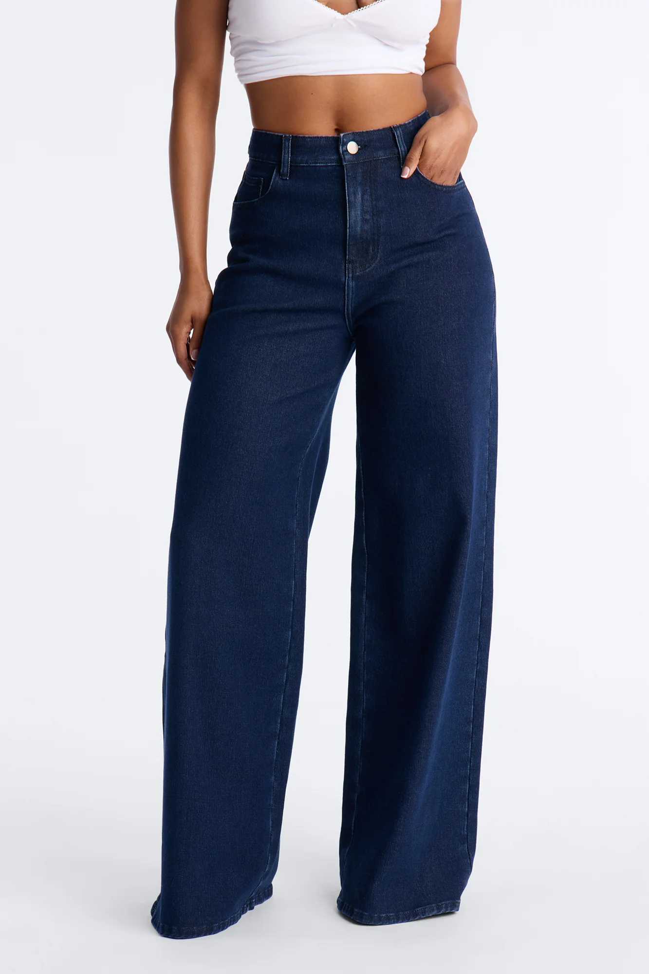 Out Of Sight Wide Leg Jeans - Dark Wash - Image 2