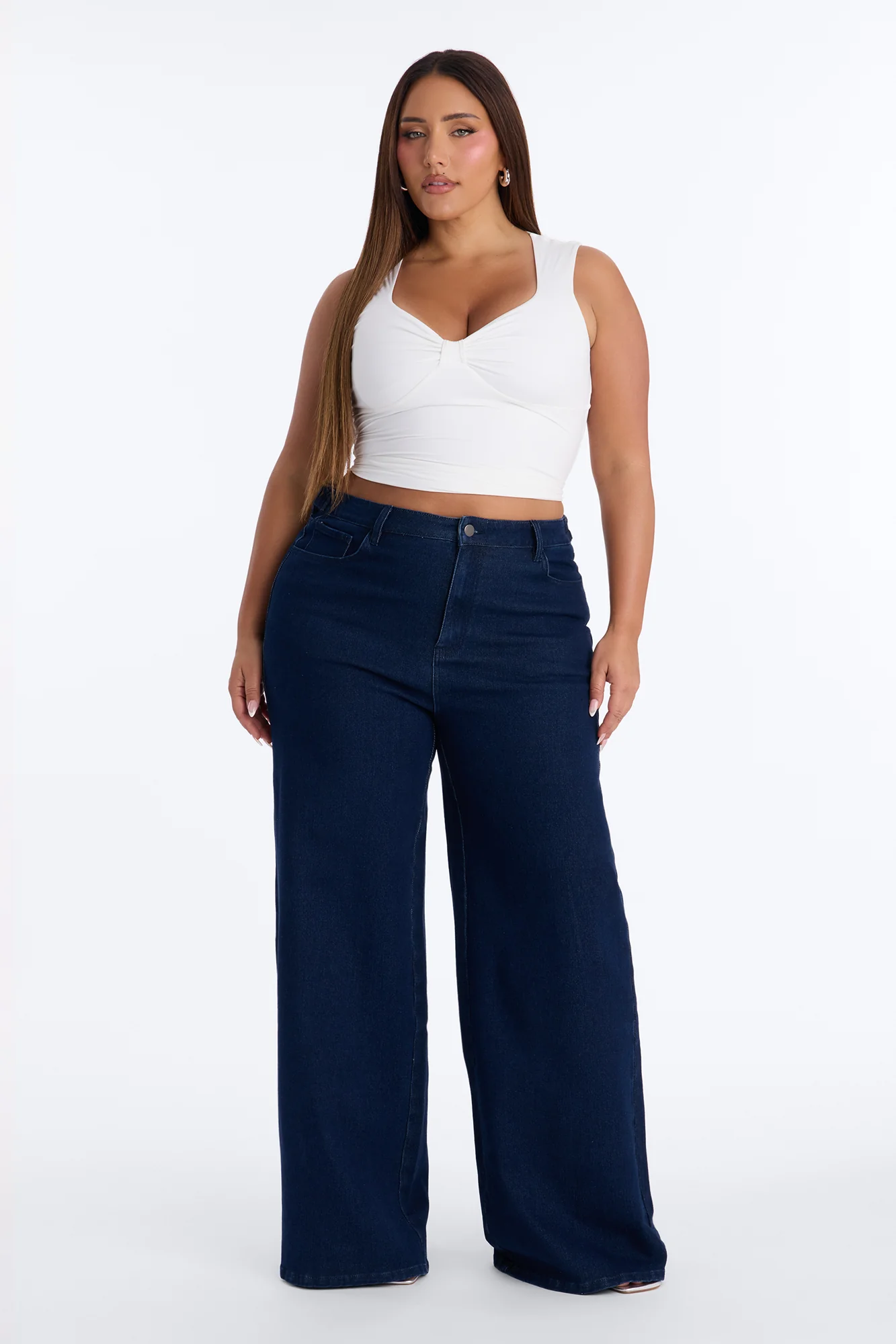 Out Of Sight Wide Leg Jeans - Dark Wash - Image 5
