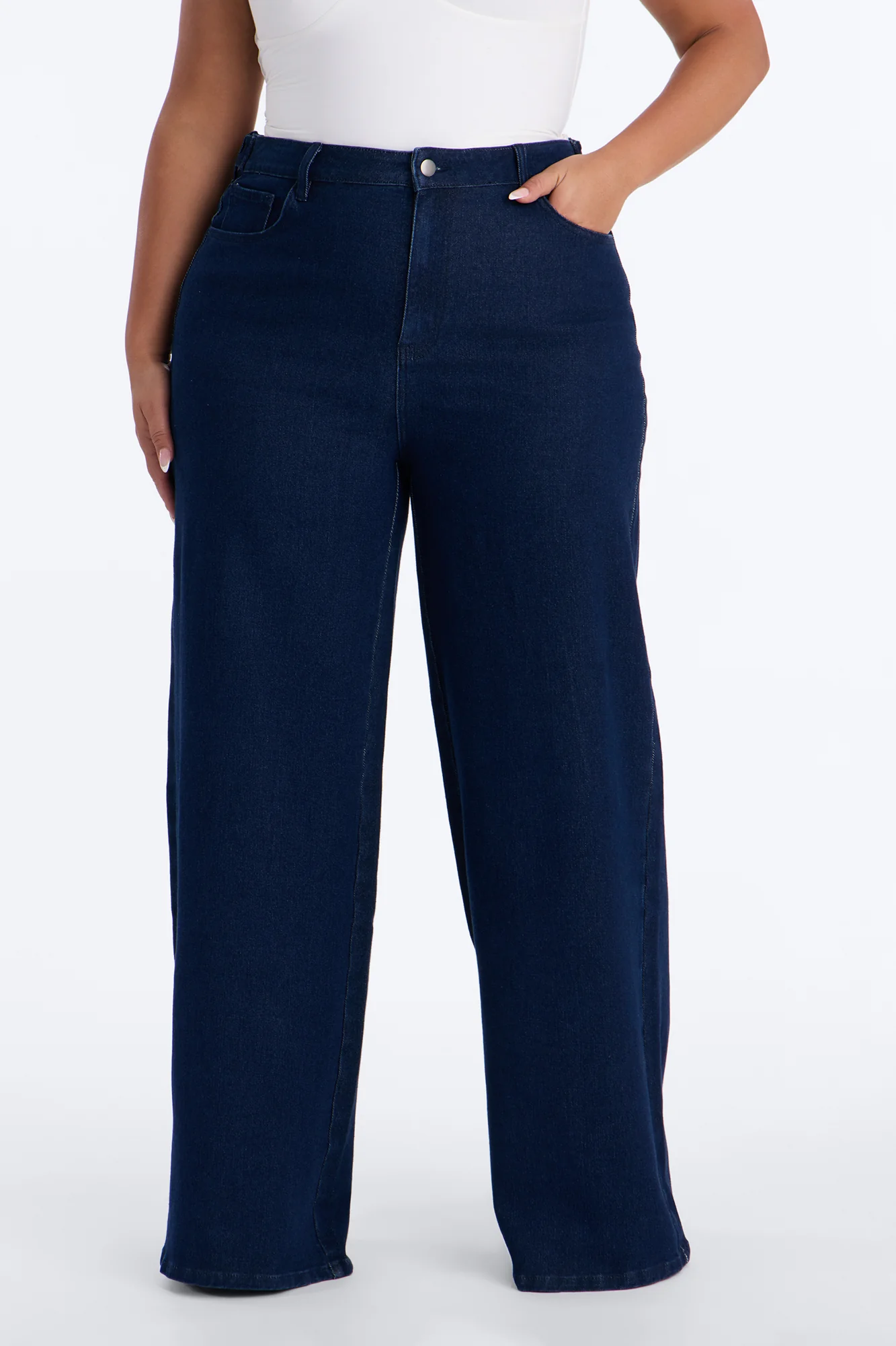 Out Of Sight Wide Leg Jeans - Dark Wash - Image 6