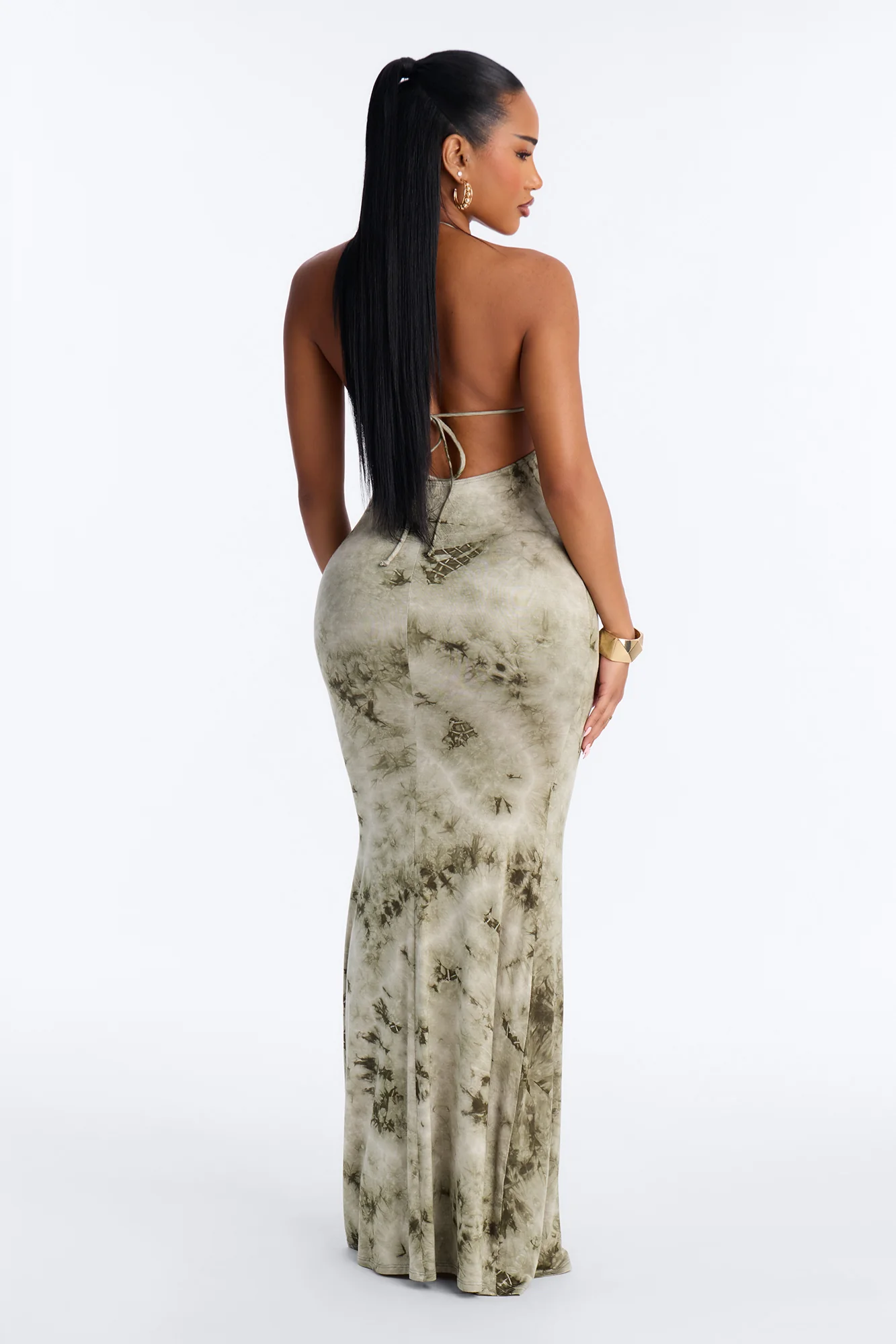 Out The Way Halter Maxi Dress - Olive - Image 3
