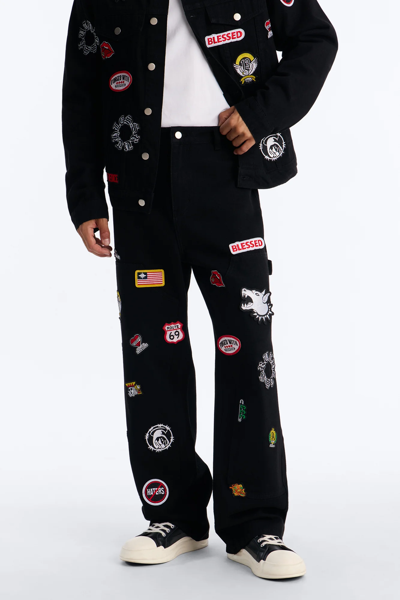 Outlaw Patchwork Baggy Jean - Black