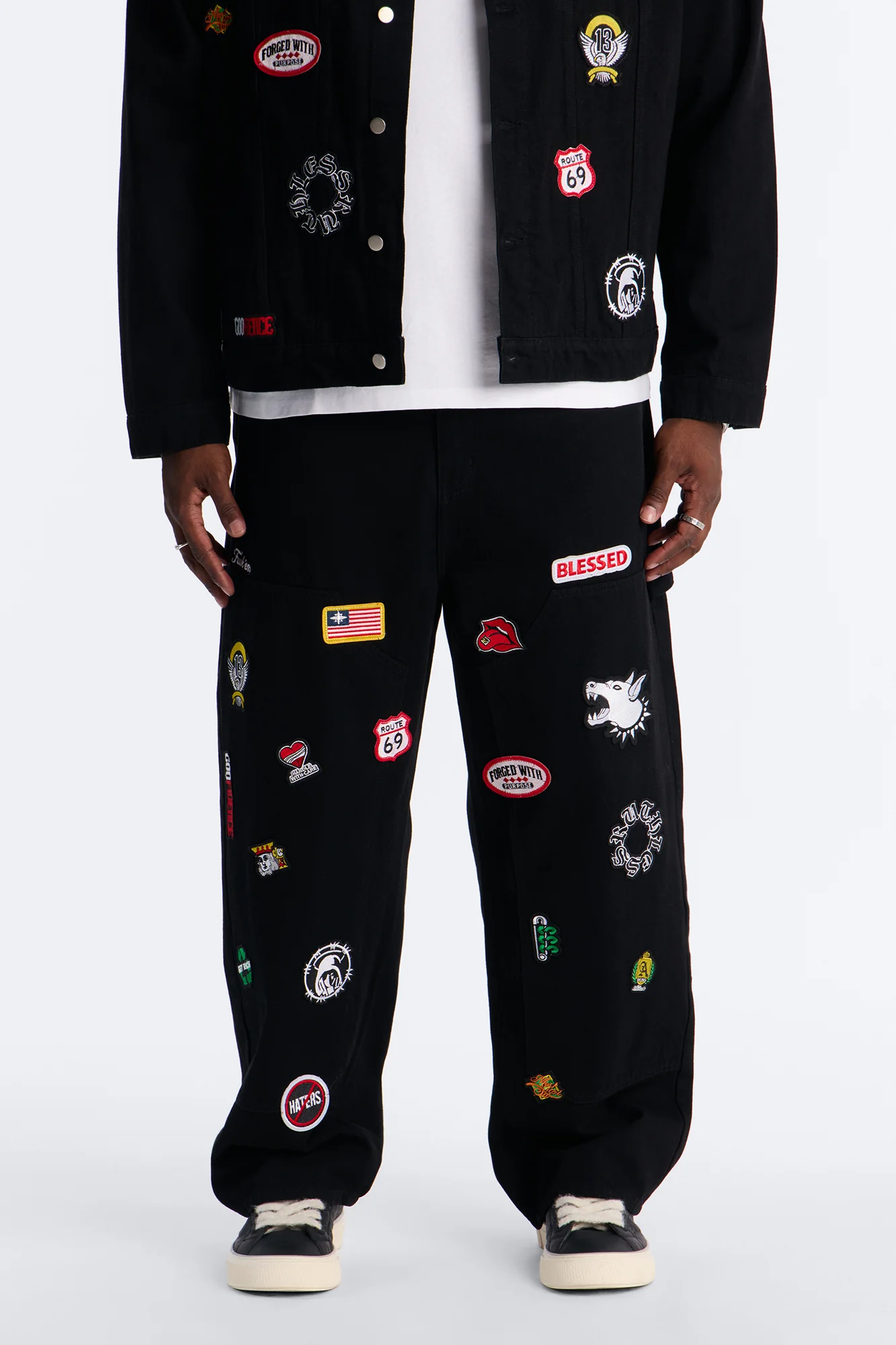 Outlaw Patchwork Baggy Jean - Black - Image 5
