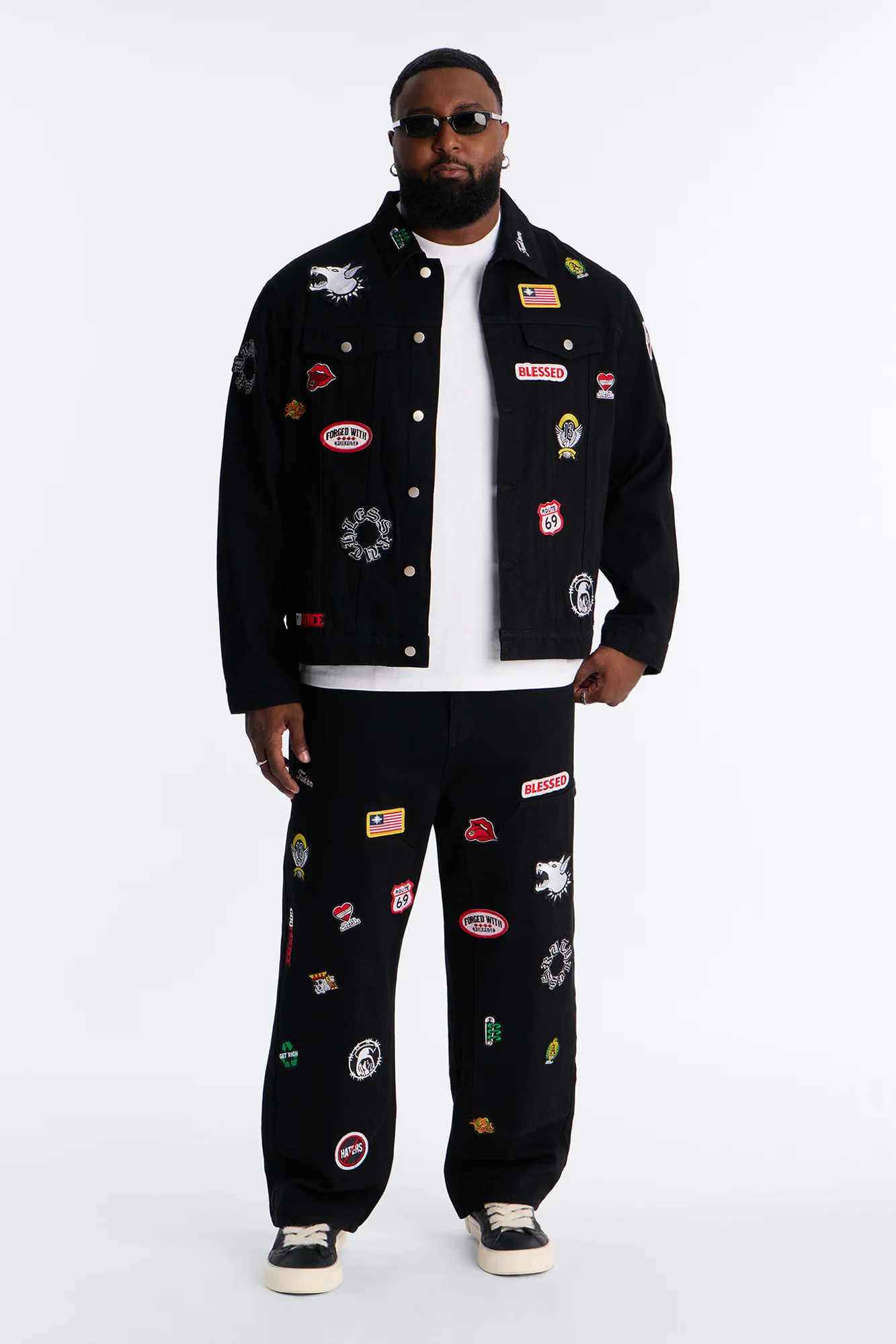 Outlaw Patchwork Baggy Jean - Black - Image 6