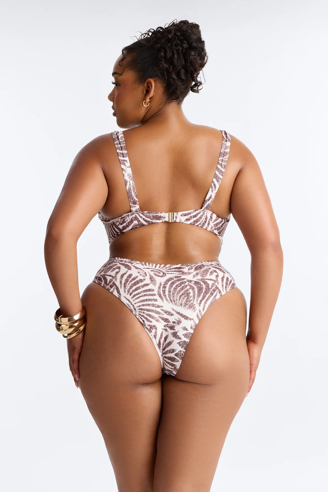 Outside Summer 2 Piece Abstract Bralette Bikini Set - Brown/combo - Image 6