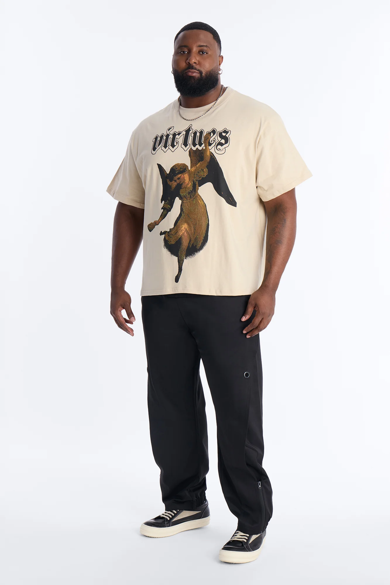 Oversized Affirmational Virtues Short Sleeve Tee - Sand - Image 6