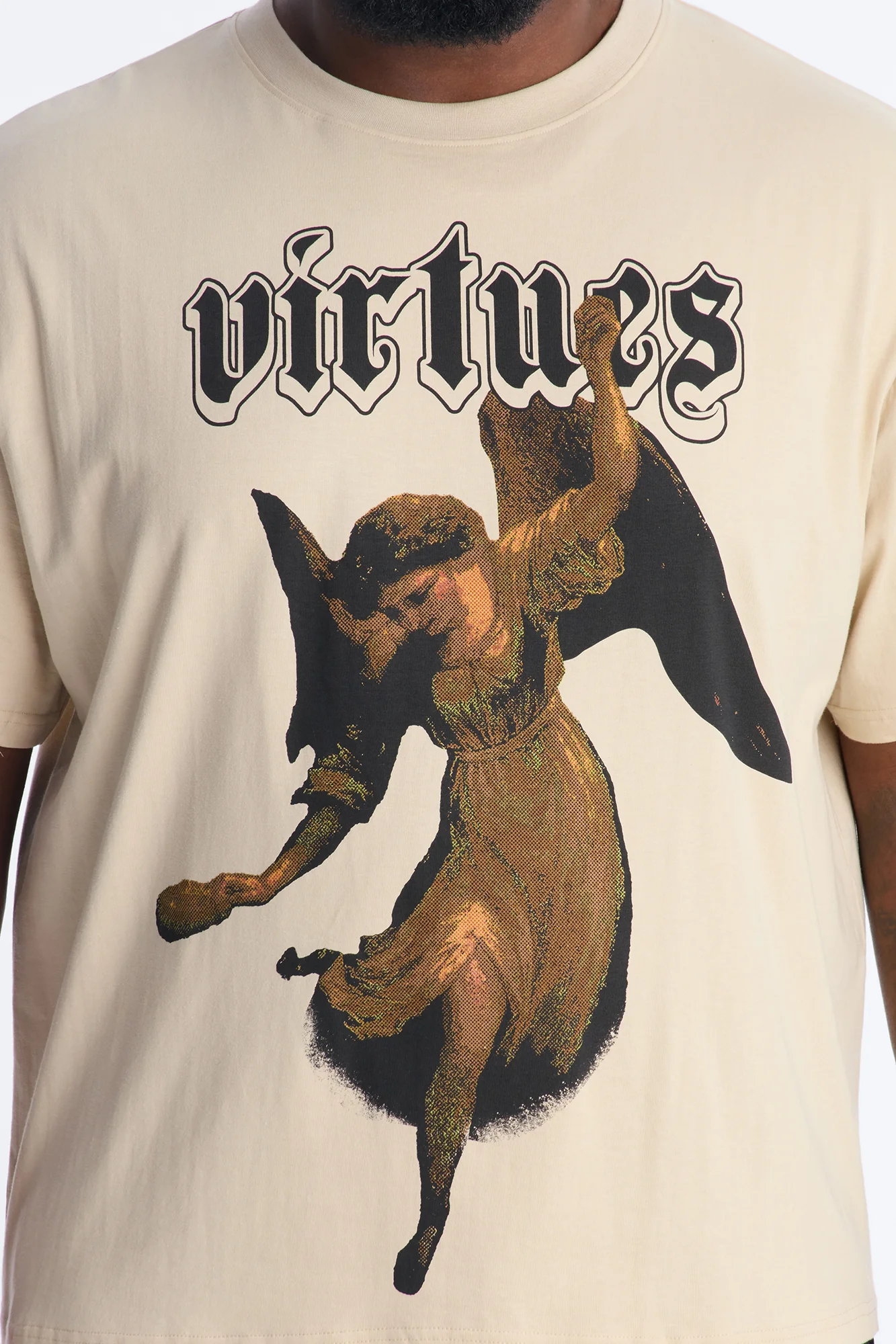 Oversized Affirmational Virtues Short Sleeve Tee - Sand - Image 7