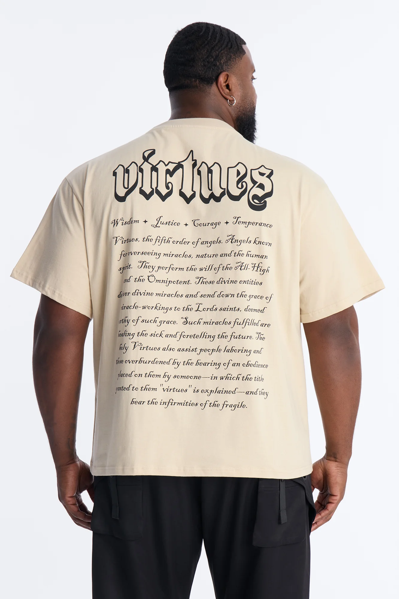 Oversized Affirmational Virtues Short Sleeve Tee - Sand - Image 8