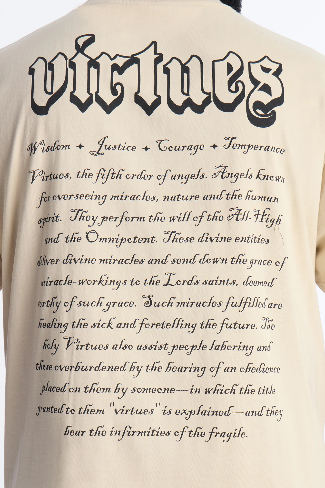 Oversized Affirmational Virtues Short Sleeve Tee - Sand - Image 9