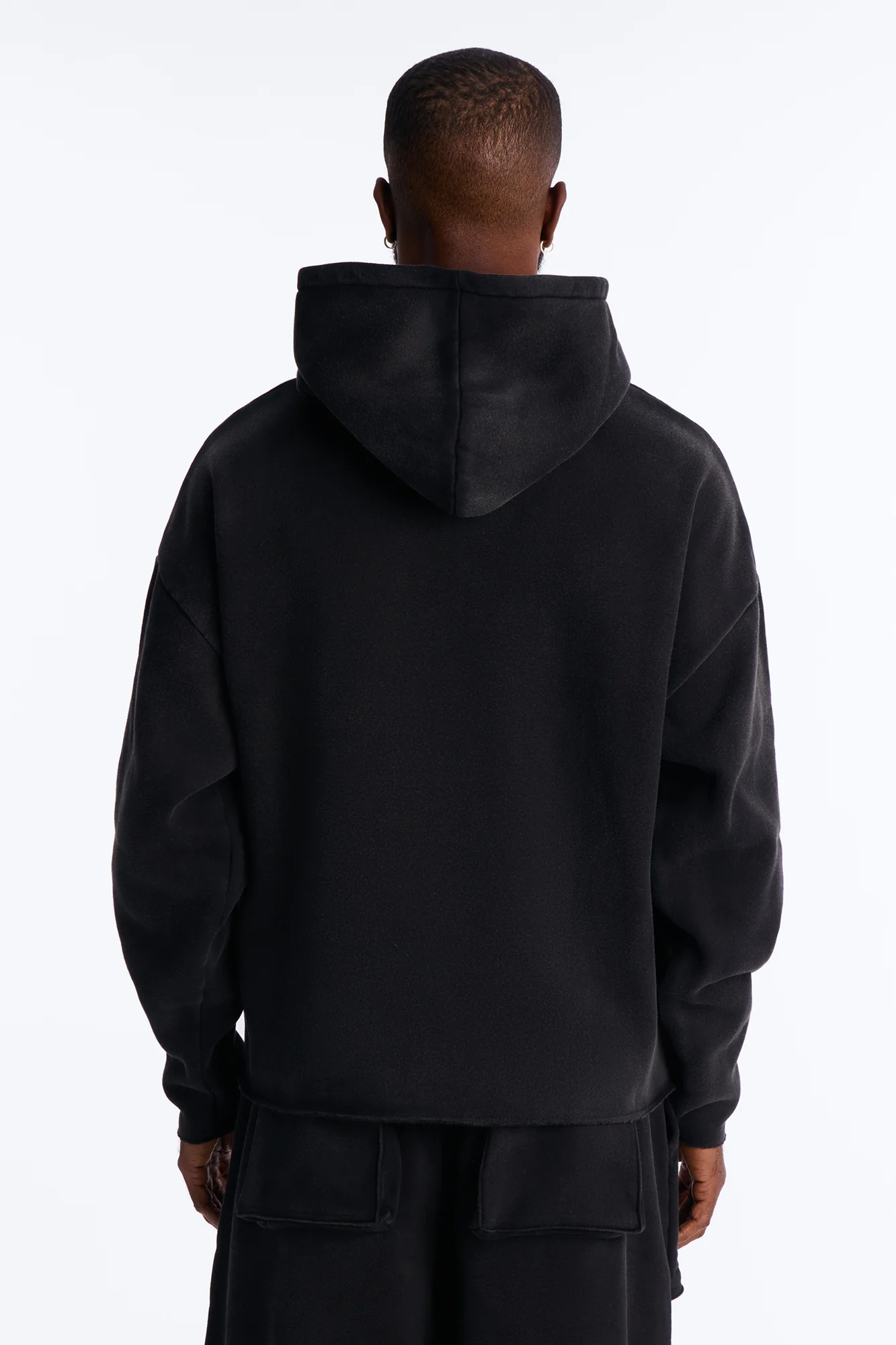 Oversized Cargo Drip Washed Hoodie - Black Wash - Image 5