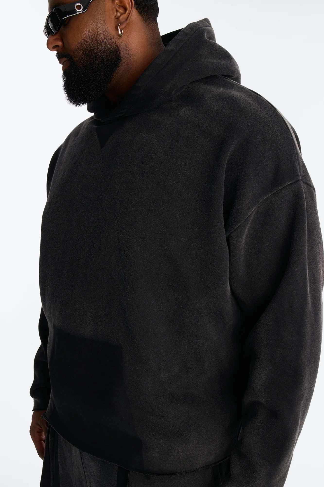 Oversized Cargo Drip Washed Hoodie - Black Wash - Image 8