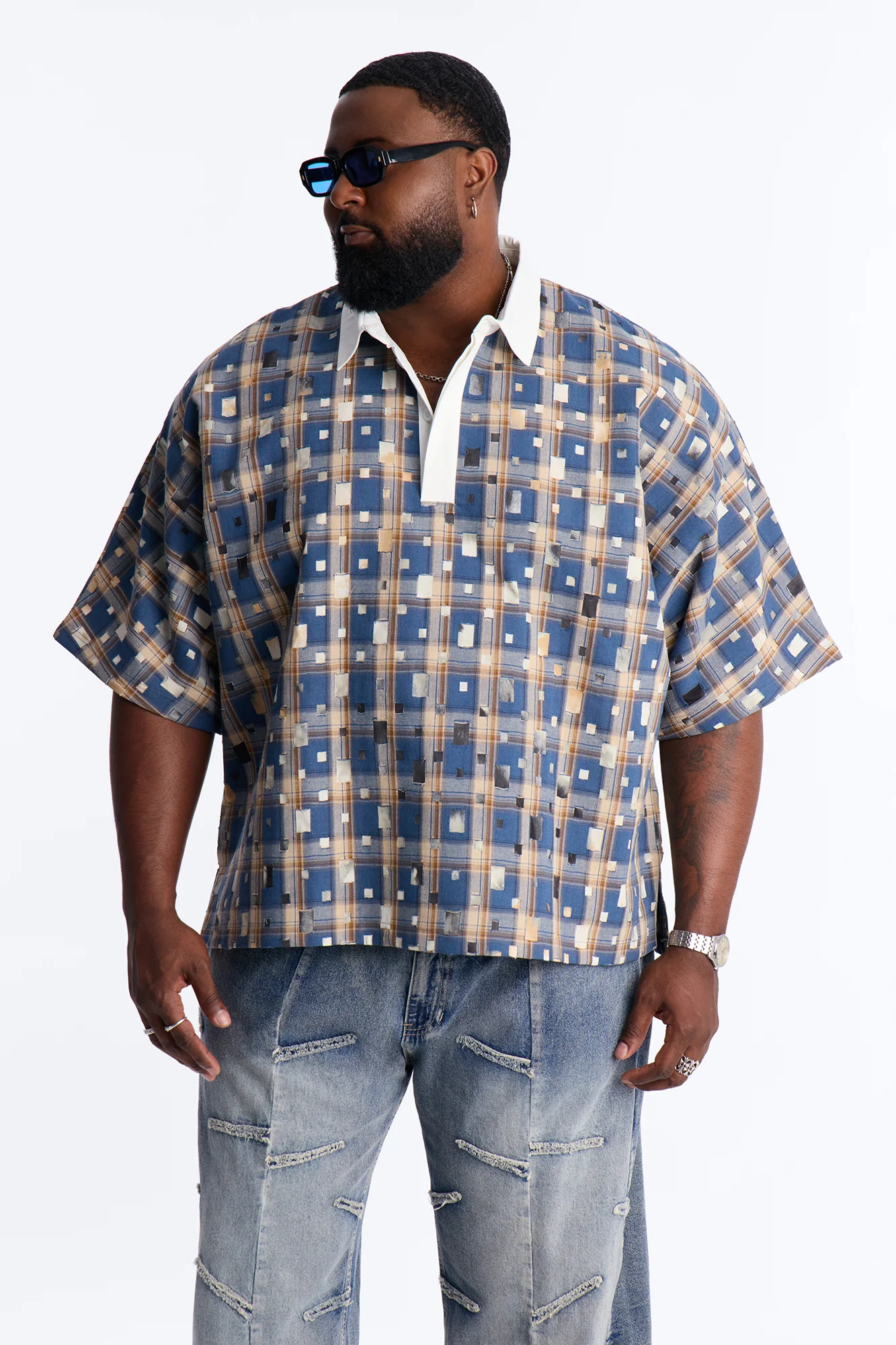 Oversized Dustwave Polo Shirt - Blue - Image 6