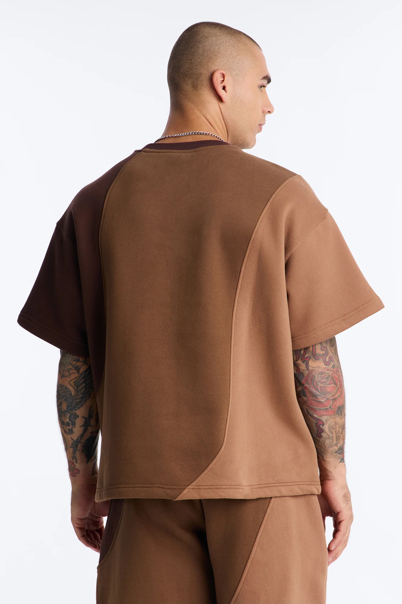 Oversized Neapolitan Paneled Sweatshirt - Brown/combo - Image 4
