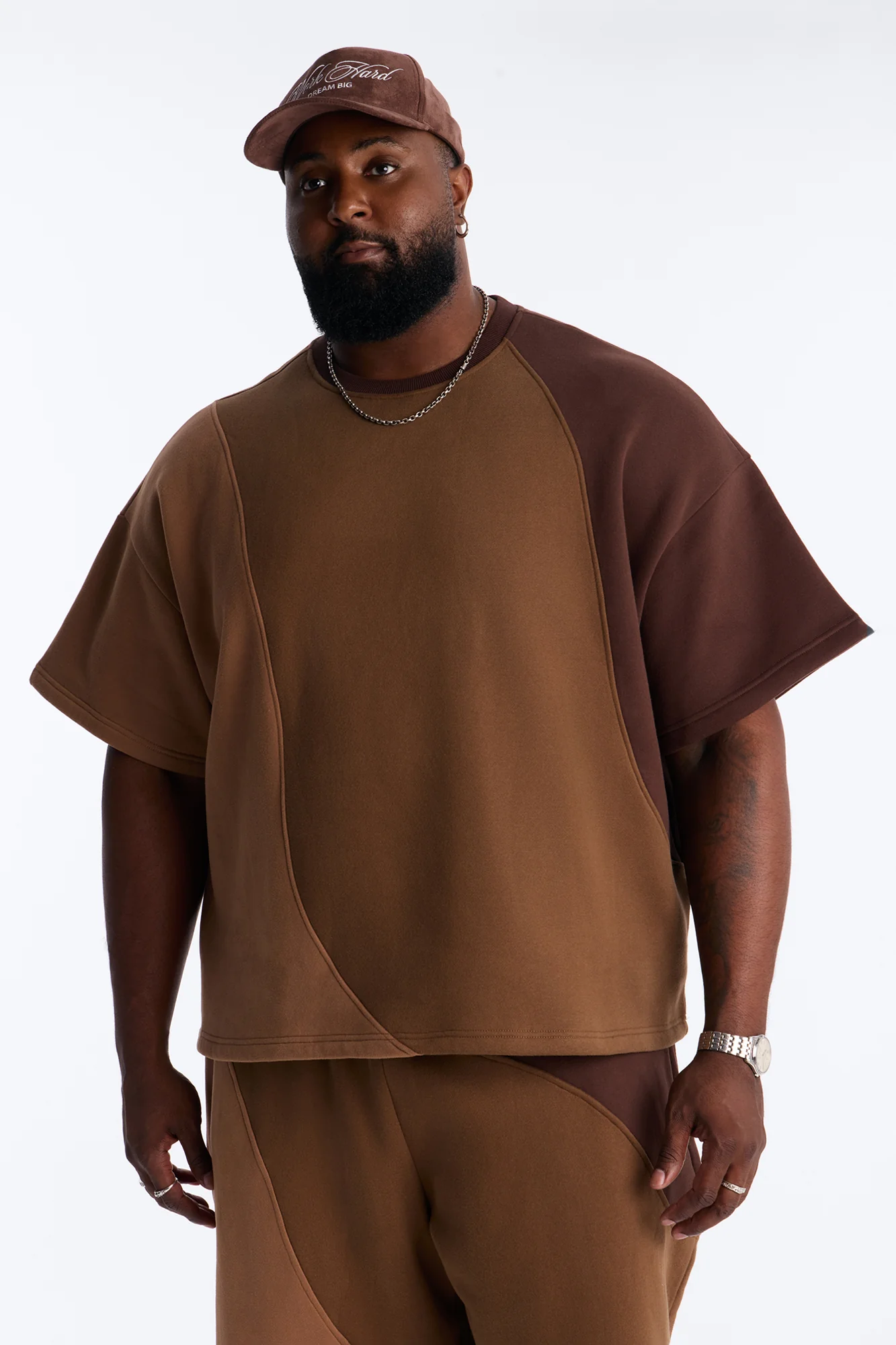 Oversized Neapolitan Paneled Sweatshirt - Brown/combo - Image 5