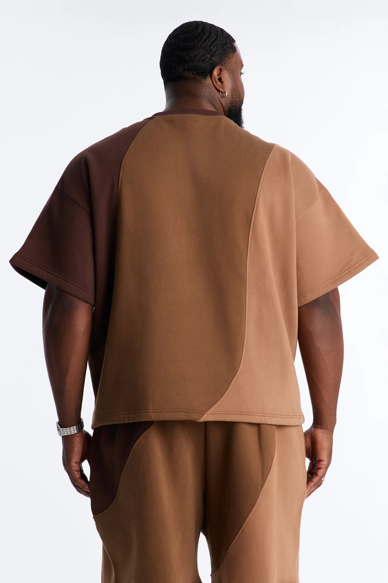 Oversized Neapolitan Paneled Sweatshirt - Brown/combo - Image 8
