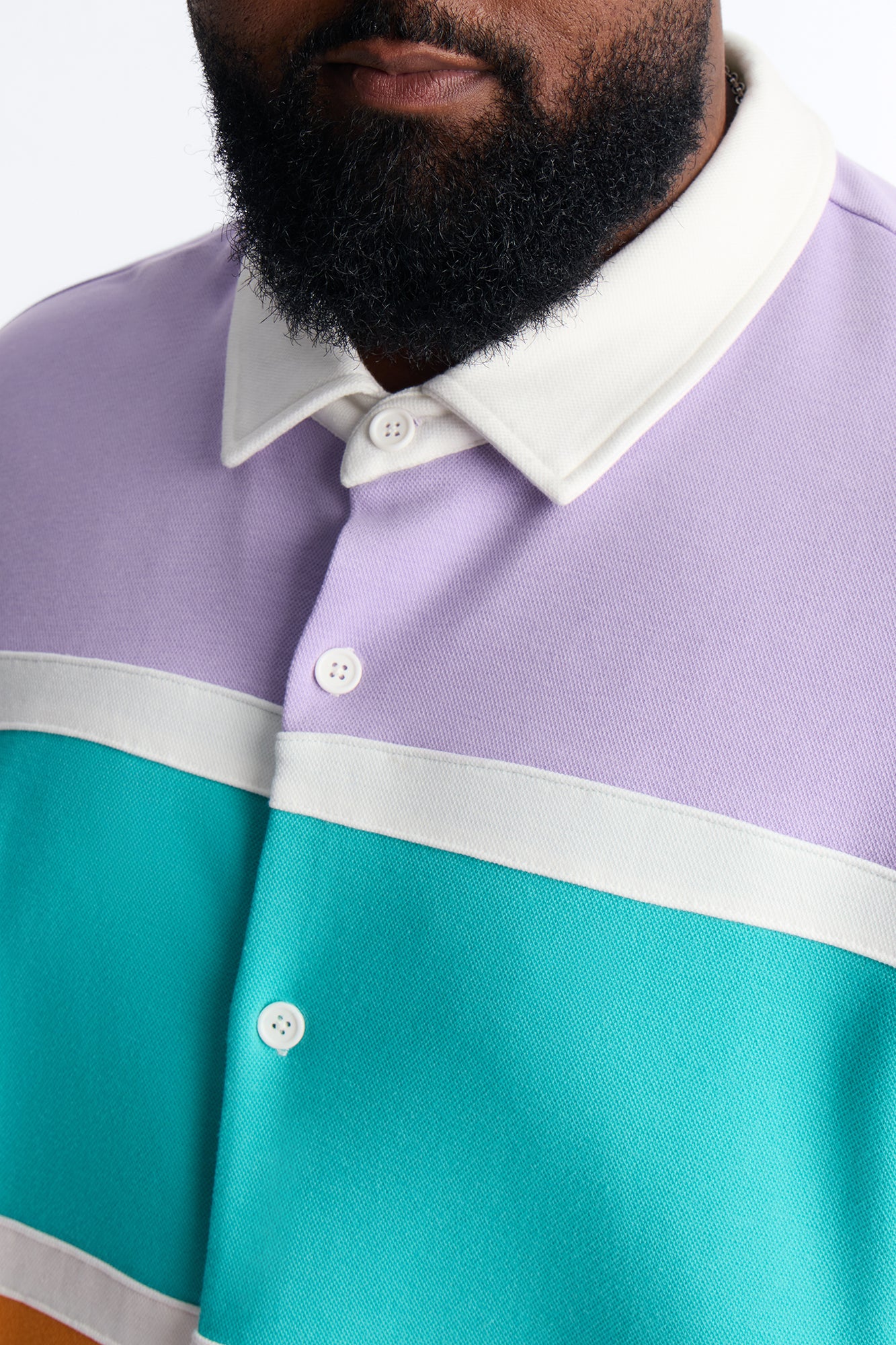 Oversized Spring Rush Pique Button Up Shirt - Blue - Image 7