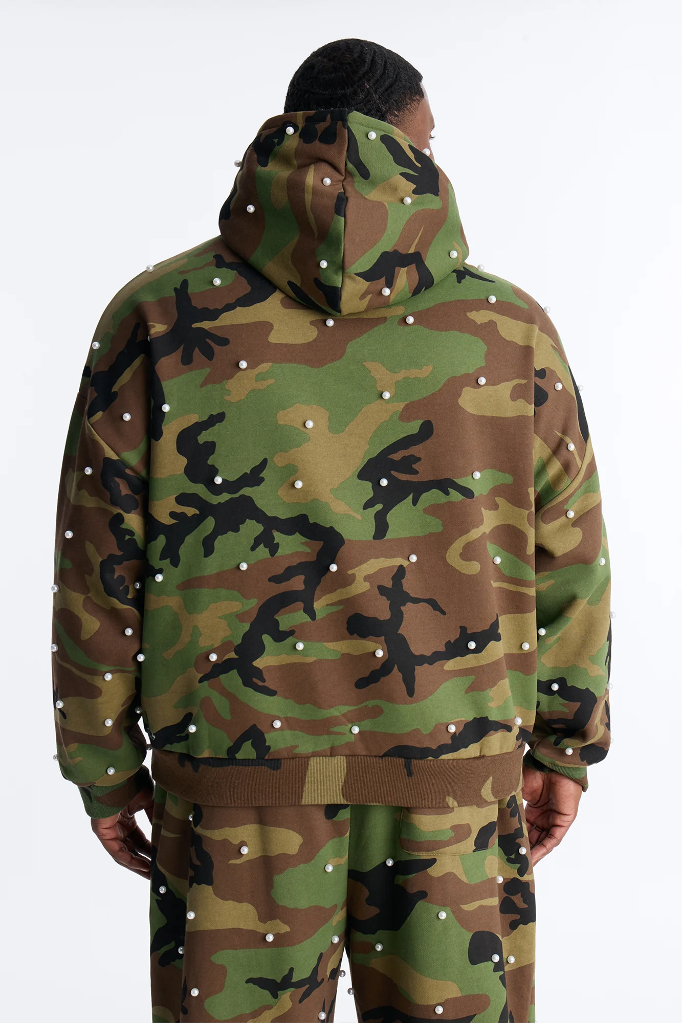 Oversized Vanguard Pearl Embellished Camo Hoodie - Camouflage - Image 8