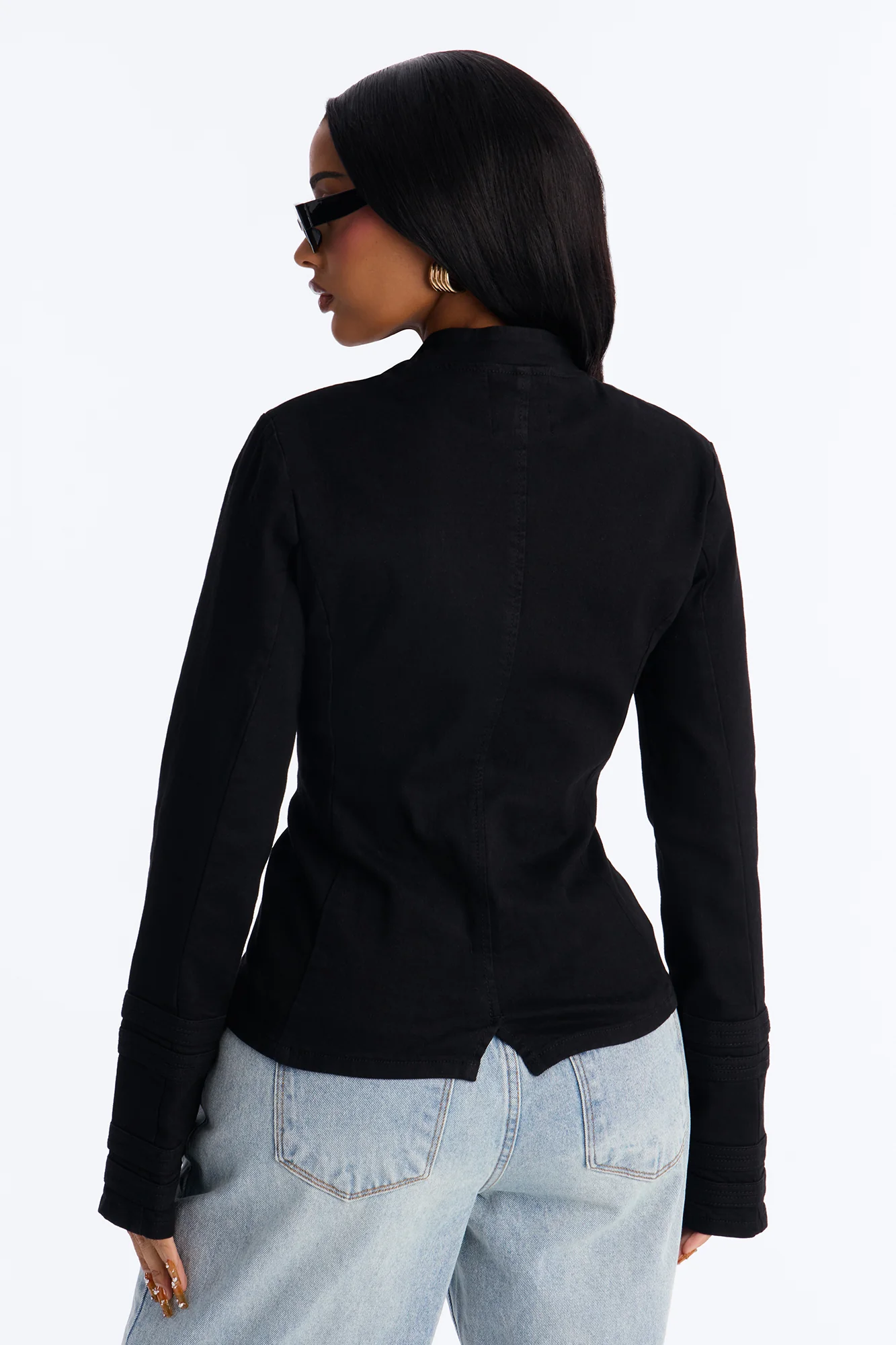 Overthrown Stretch Denim Jacket - Black - Image 5