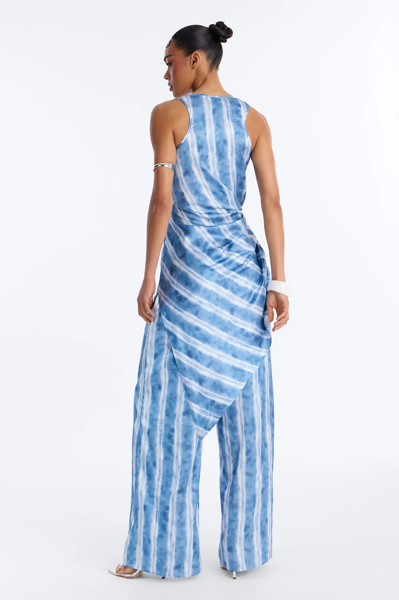 Pacific Blue Satin Pant Set - Blue - Image 4
