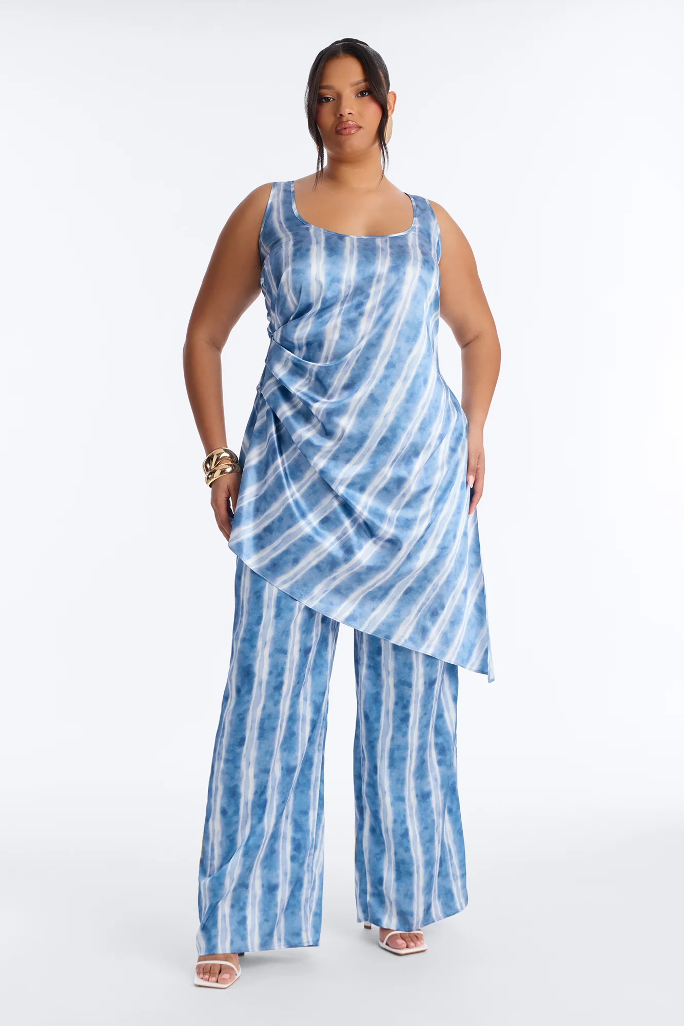 Pacific Blue Satin Pant Set - Blue - Image 5