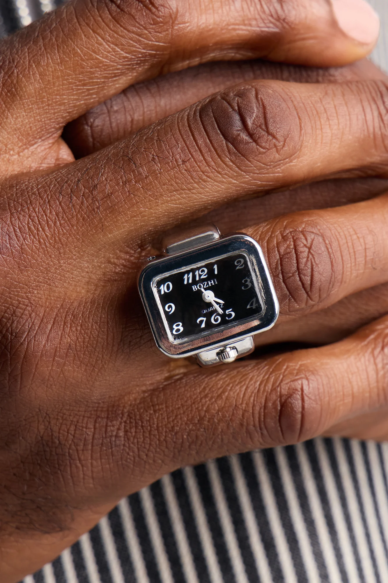 Pacing The Hour Functional Watch Dial Ring - Black