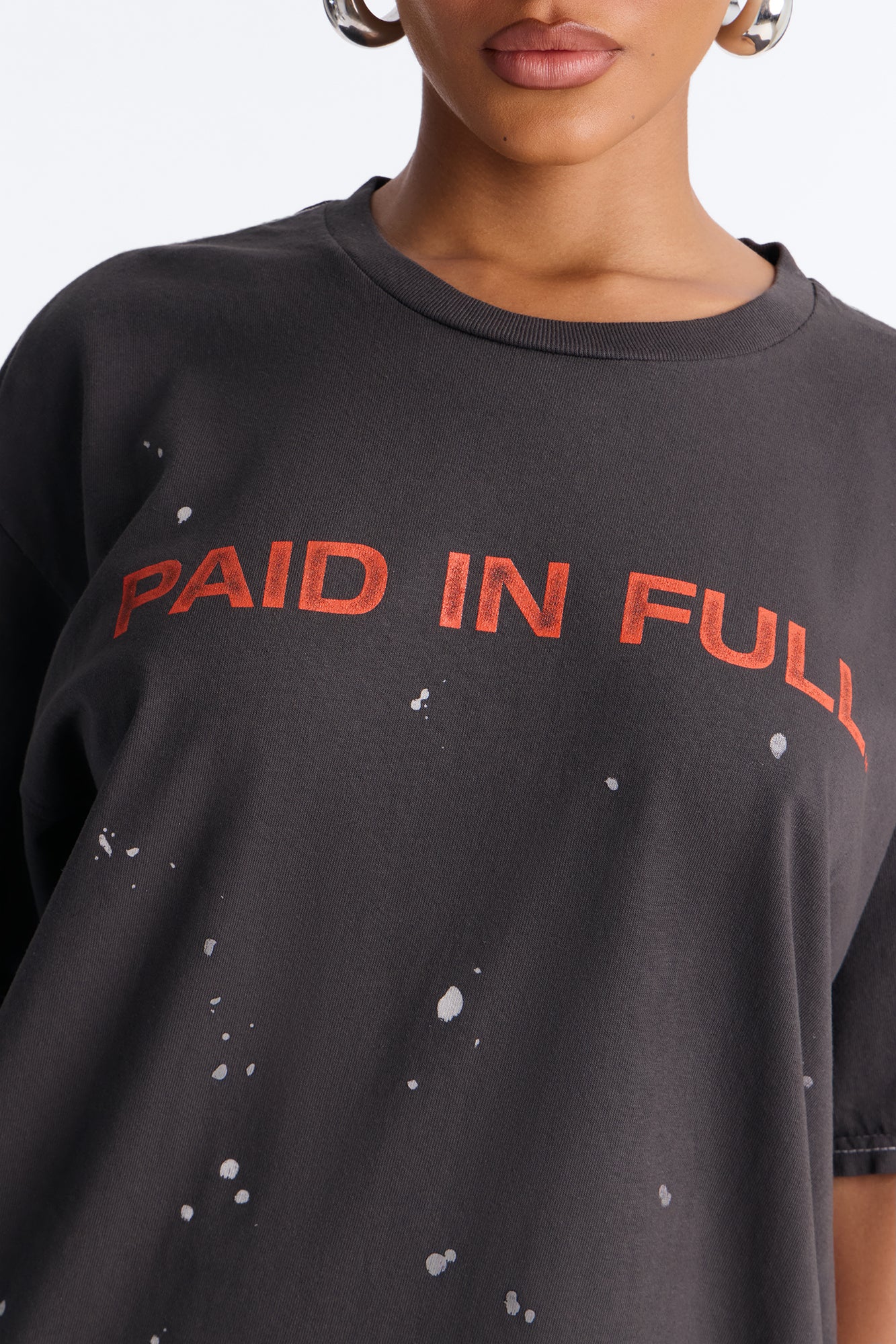 Paid In Full Paint Splatter TShirt - Black Wash - Image 3