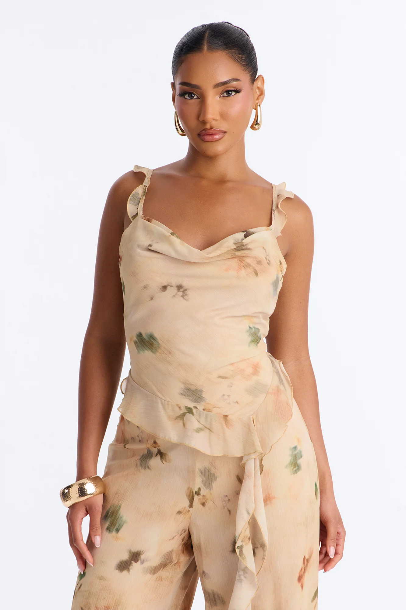 Paige Chiffon Floral Jumpsuit - Peach - Image 2