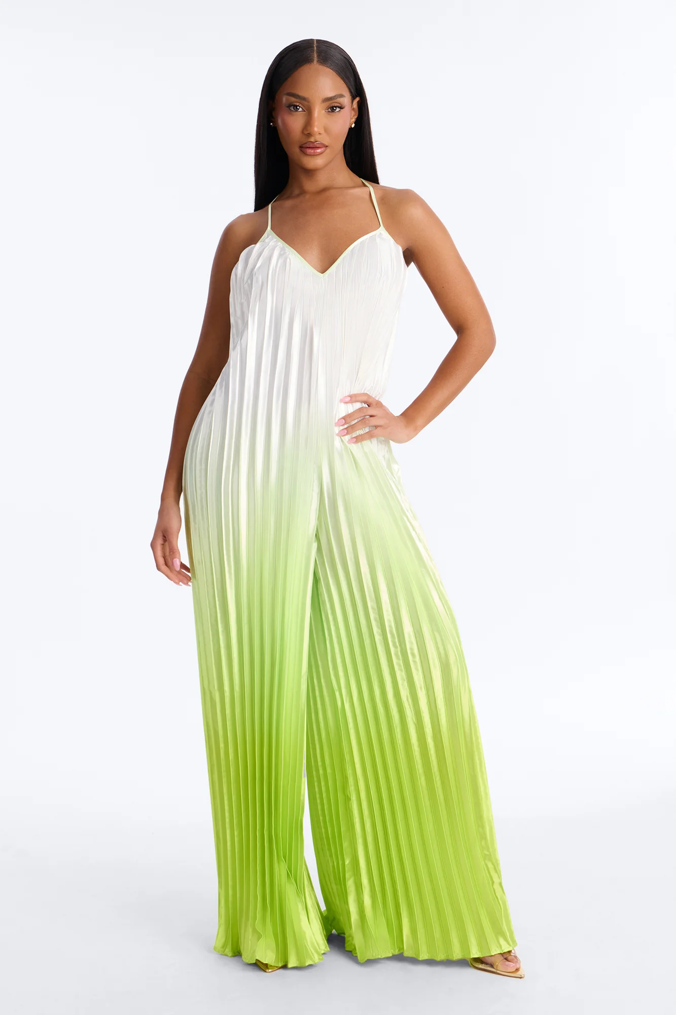 Paige Satin Ombre Wide Leg Jumpsuit - Green