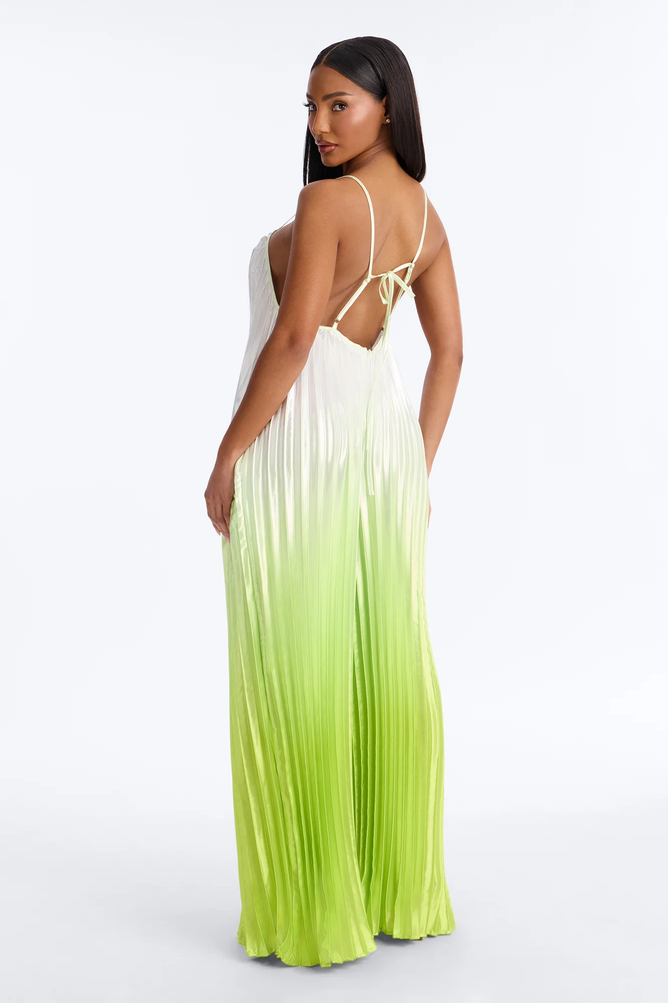 Paige Satin Ombre Wide Leg Jumpsuit - Green - Image 3