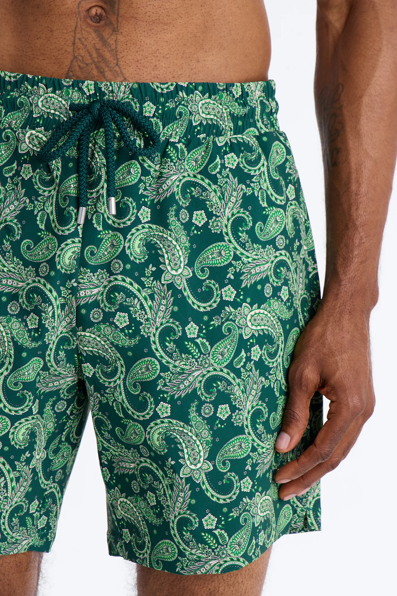 Paisley Elevated Printed Swim Trunk 7″ - Green - Image 3