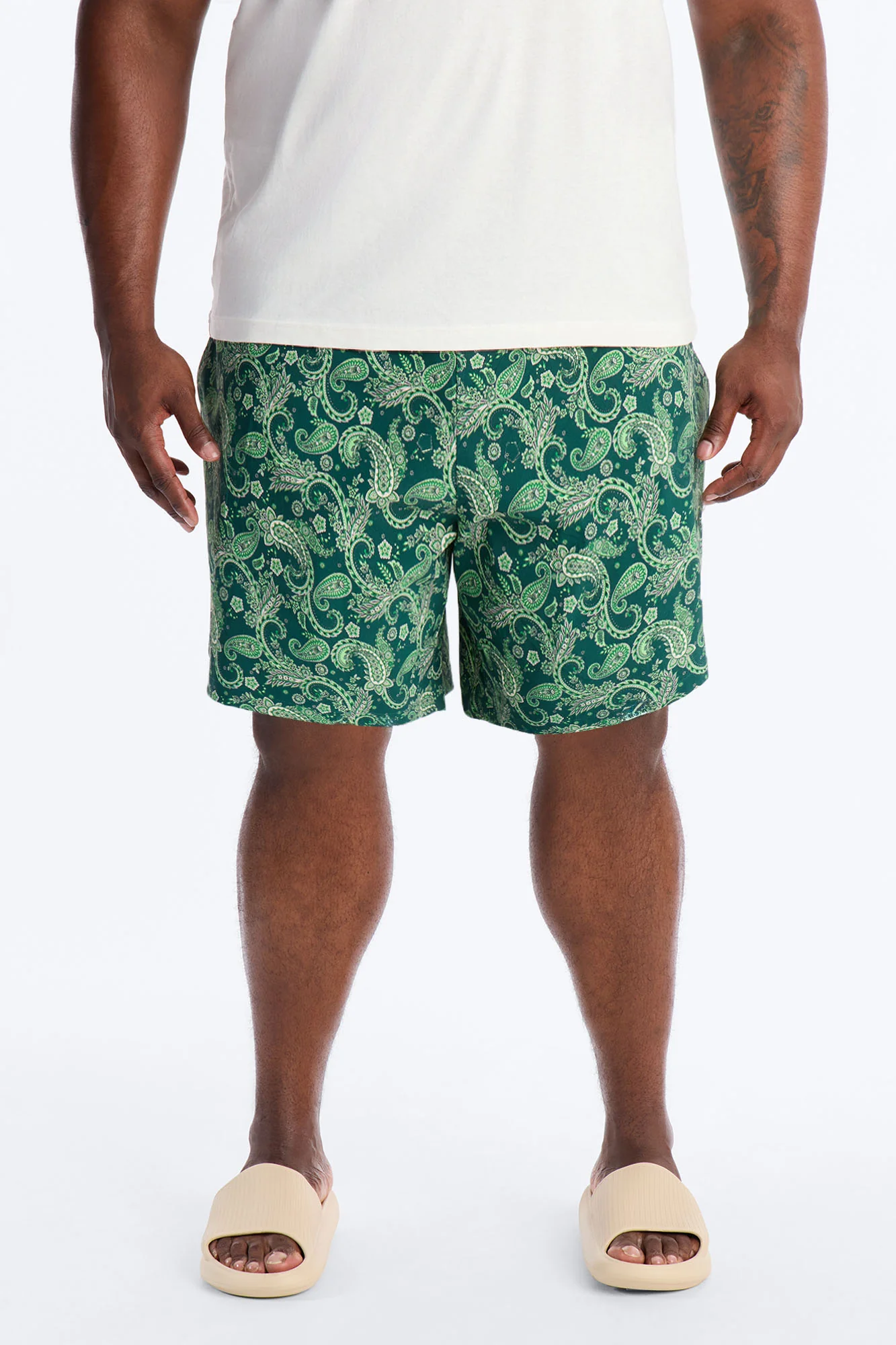 Paisley Elevated Printed Swim Trunk 7″ - Green - Image 6
