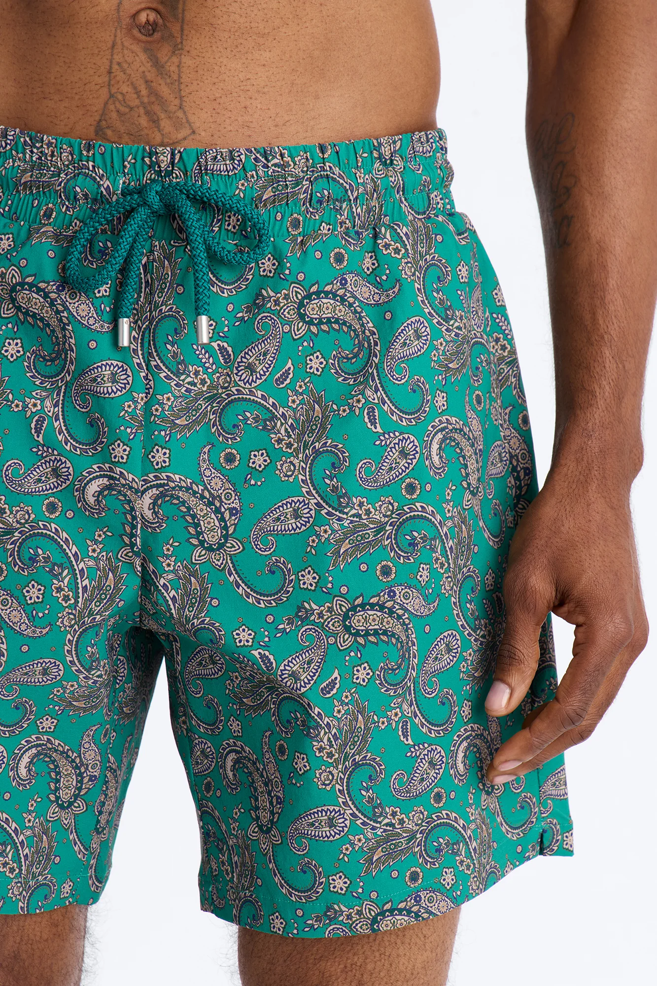 Paisley Elevated Printed Swim Trunk 7″ - Teal - Image 3