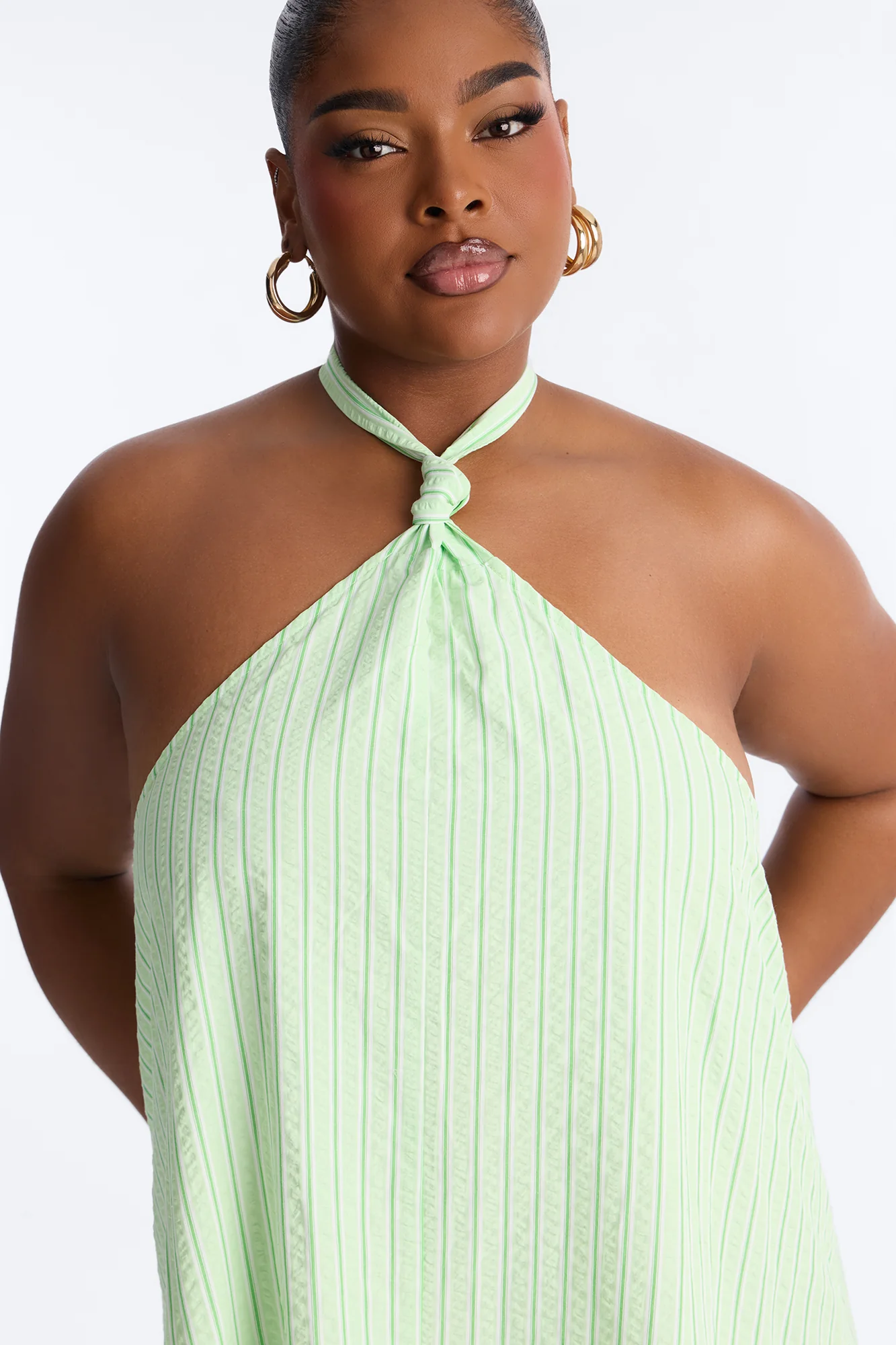 Palm Beach Halter Poplin Maxi Dress - Green - Image 6